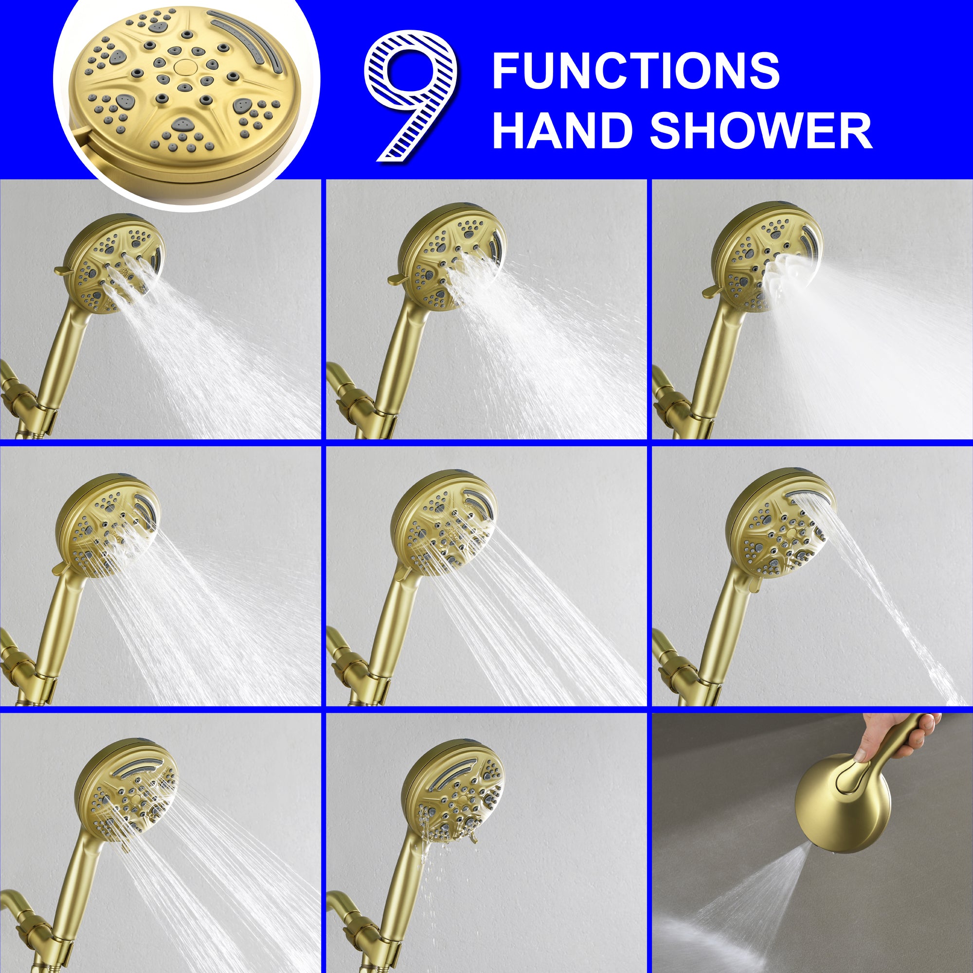 9-function Hand Shower and Bathtub Faucet