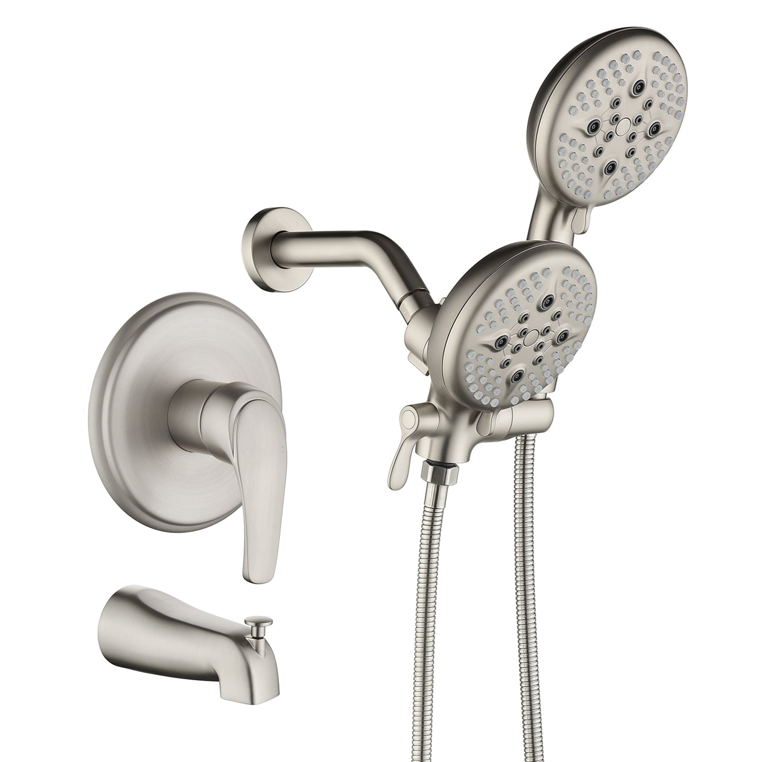 Brushed Nickel 5-function Hand Shower and Bathtub Faucet