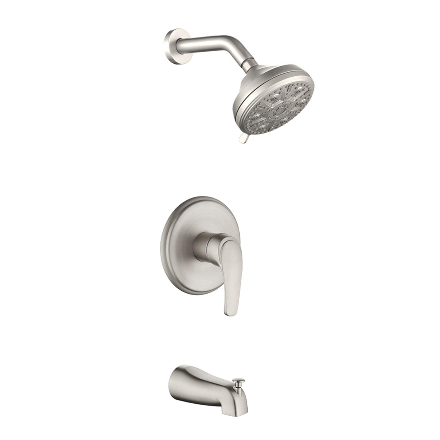 Brushed Nickel 10-function Overhead Showerhead and Bathtub Faucet