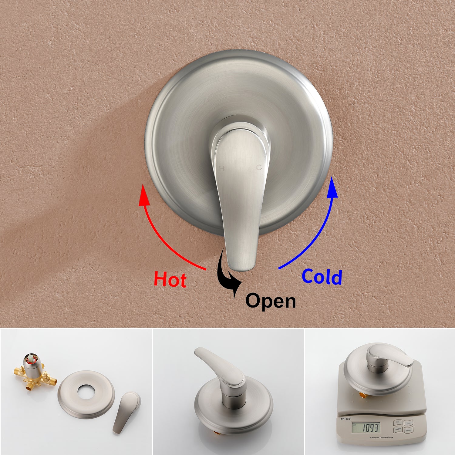 Brushed Nickel 10-function Overhead Showerhead and Bathtub Faucet