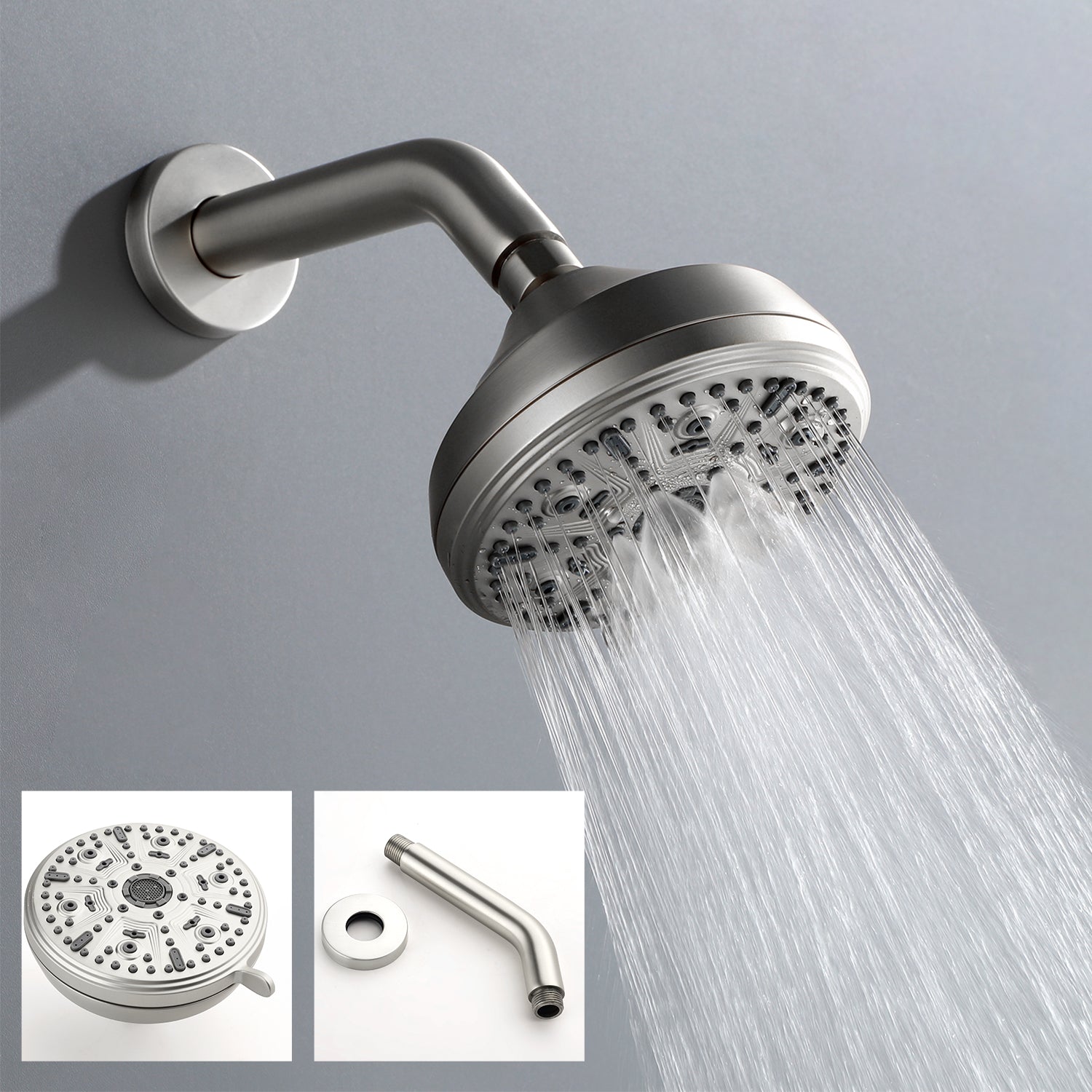 Brushed Nickel 10-function Overhead Showerhead and Bathtub Faucet