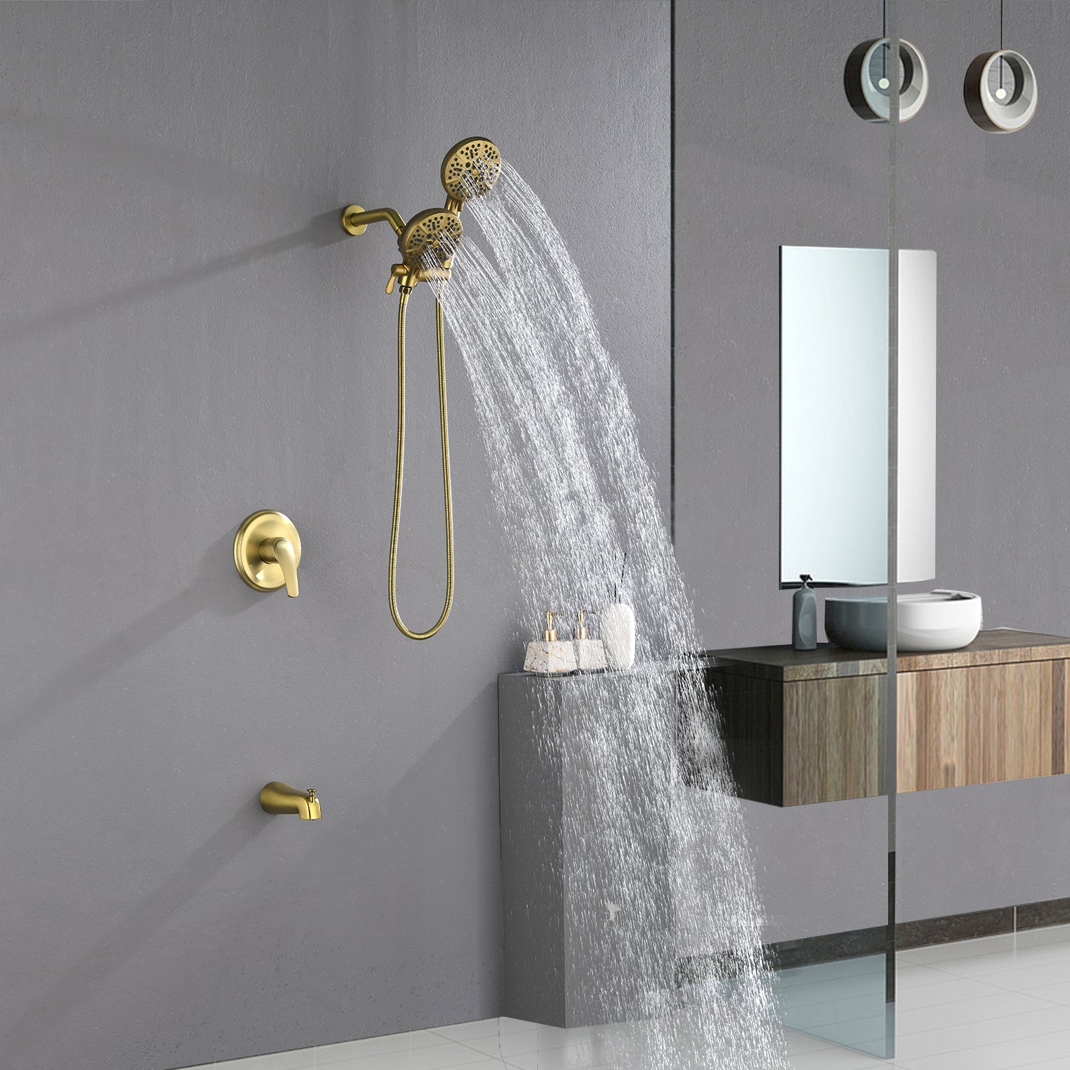 Brushed popular Gold Shower Faucet with Anti-scald Pressure Balance Valve