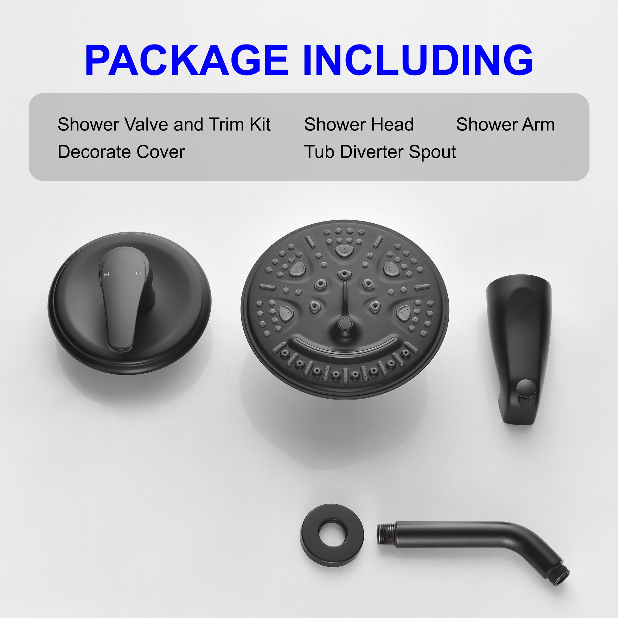 Two Functions Shower Faucet Set With Waterfall Tub Spout Wall Mounted Shower System With Round-in Valve