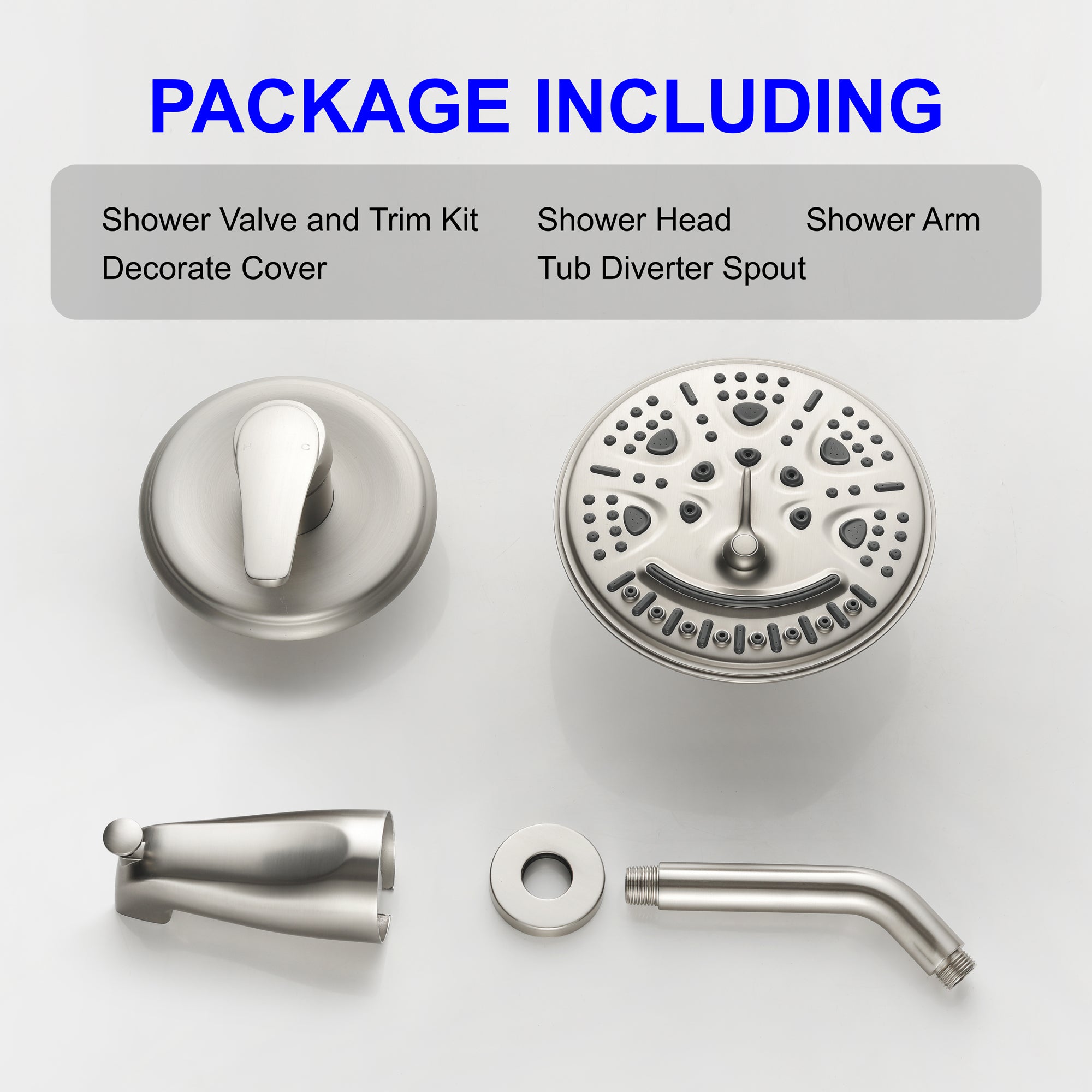 Two Functions Shower Faucet Set With Waterfall Tub Spout Wall Mounted Shower System With Round-in Valve