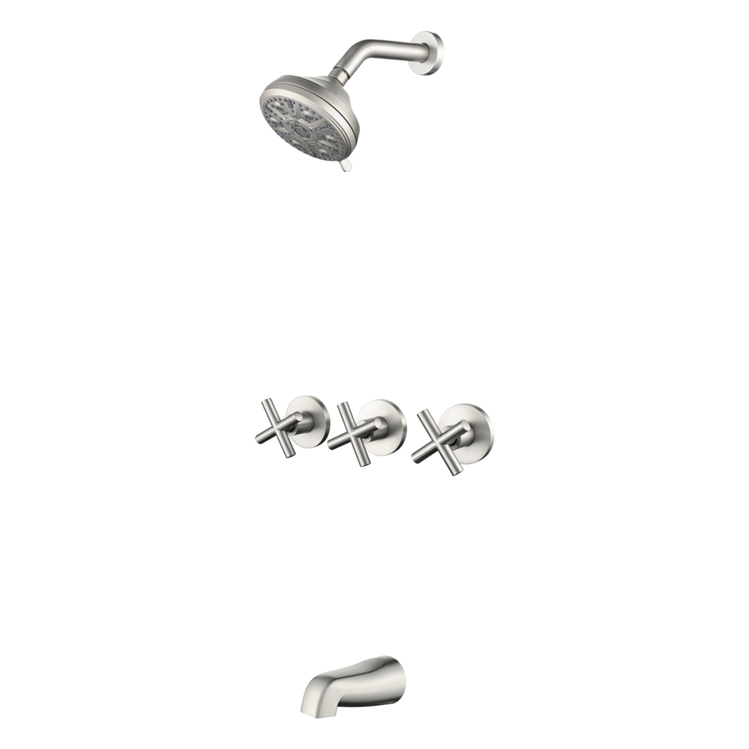 Brushed Nickel 10-function Overhead Shower and Bathtub Faucet