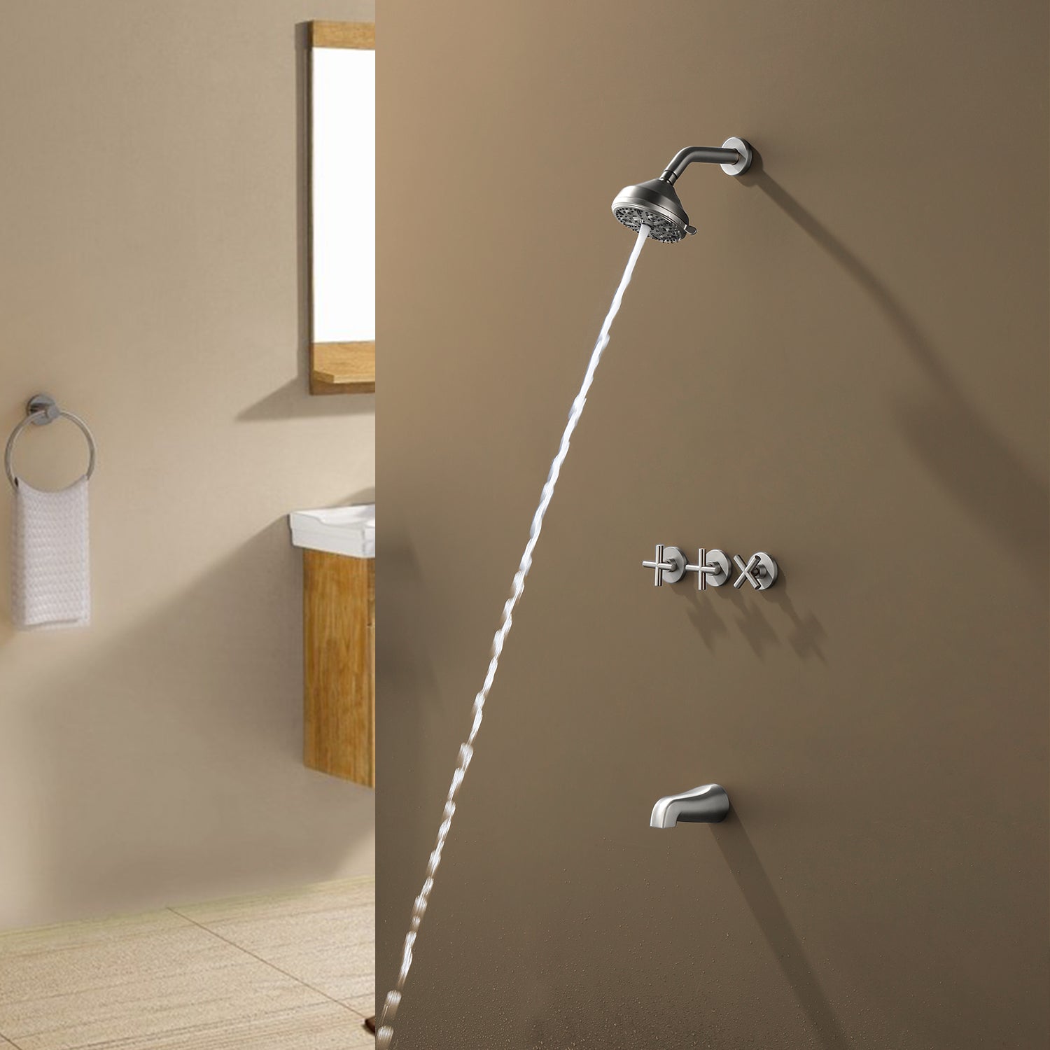 10-function Overhead Shower and Bathtub Faucet