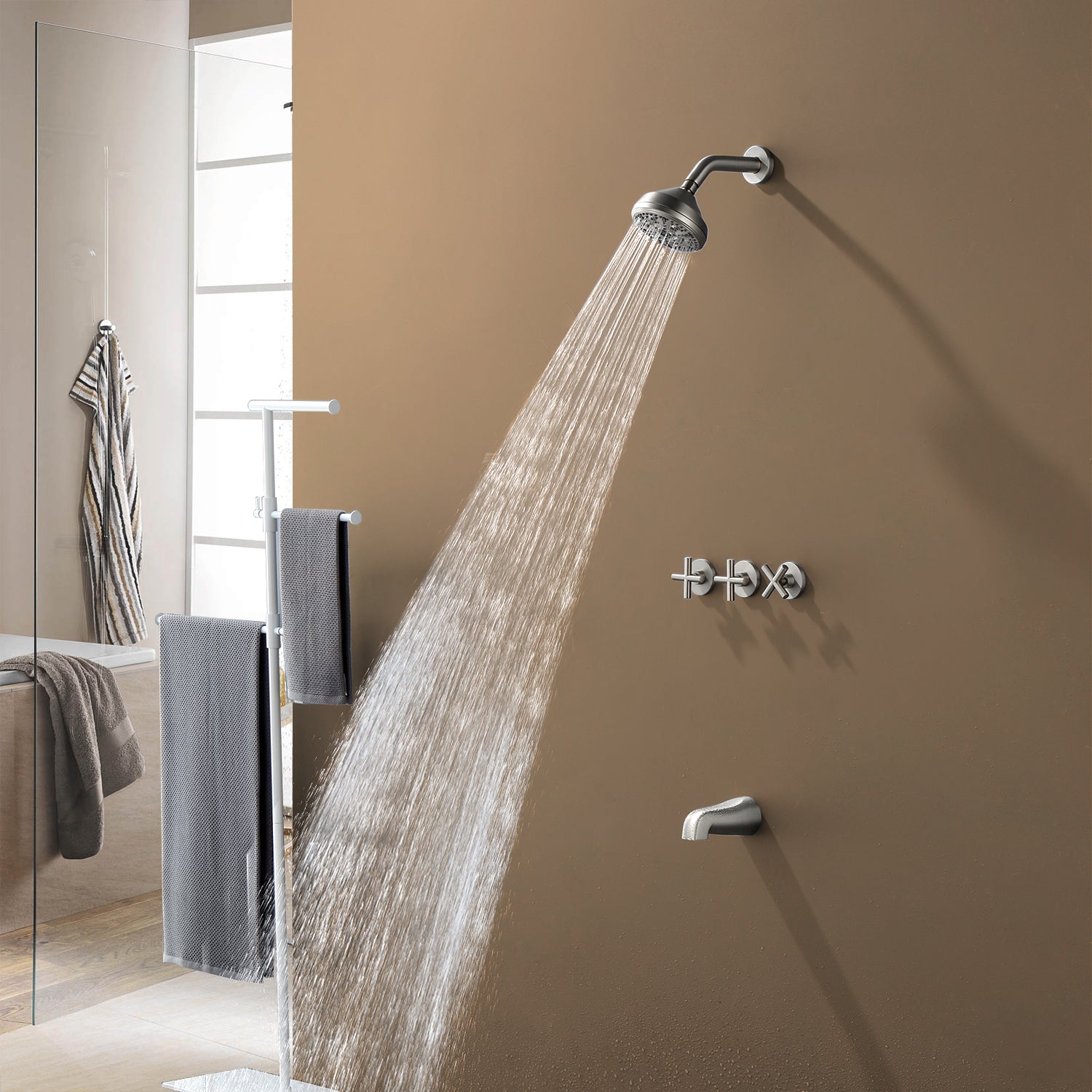 10-function Overhead Shower and Bathtub Faucet