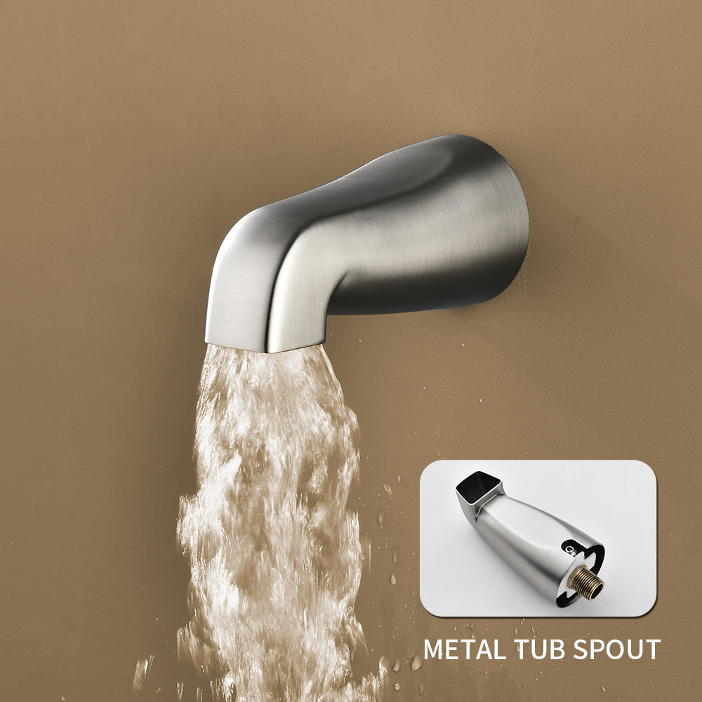 Brushed Nickel Dual Heads Shower Faucet with 5-Spray Function Shower System