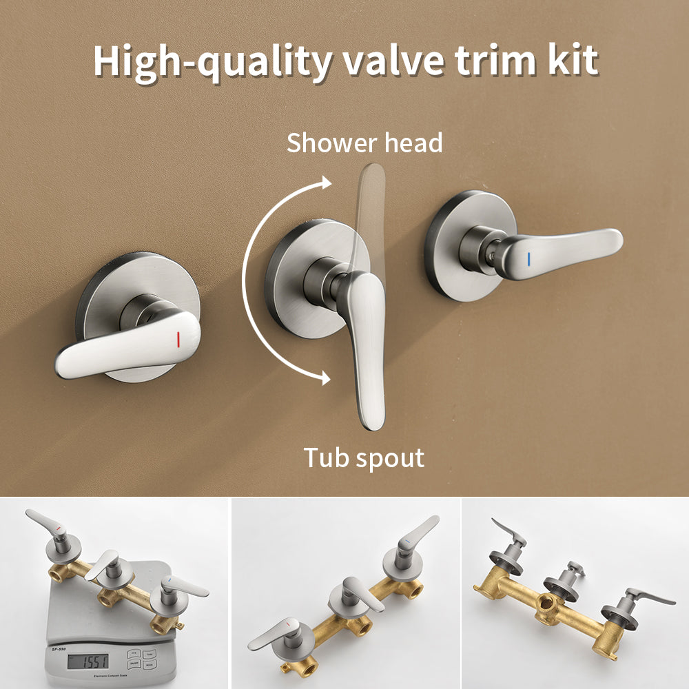 Brushed Nickel Dual Heads Shower Faucet with 5-Spray Function Shower System