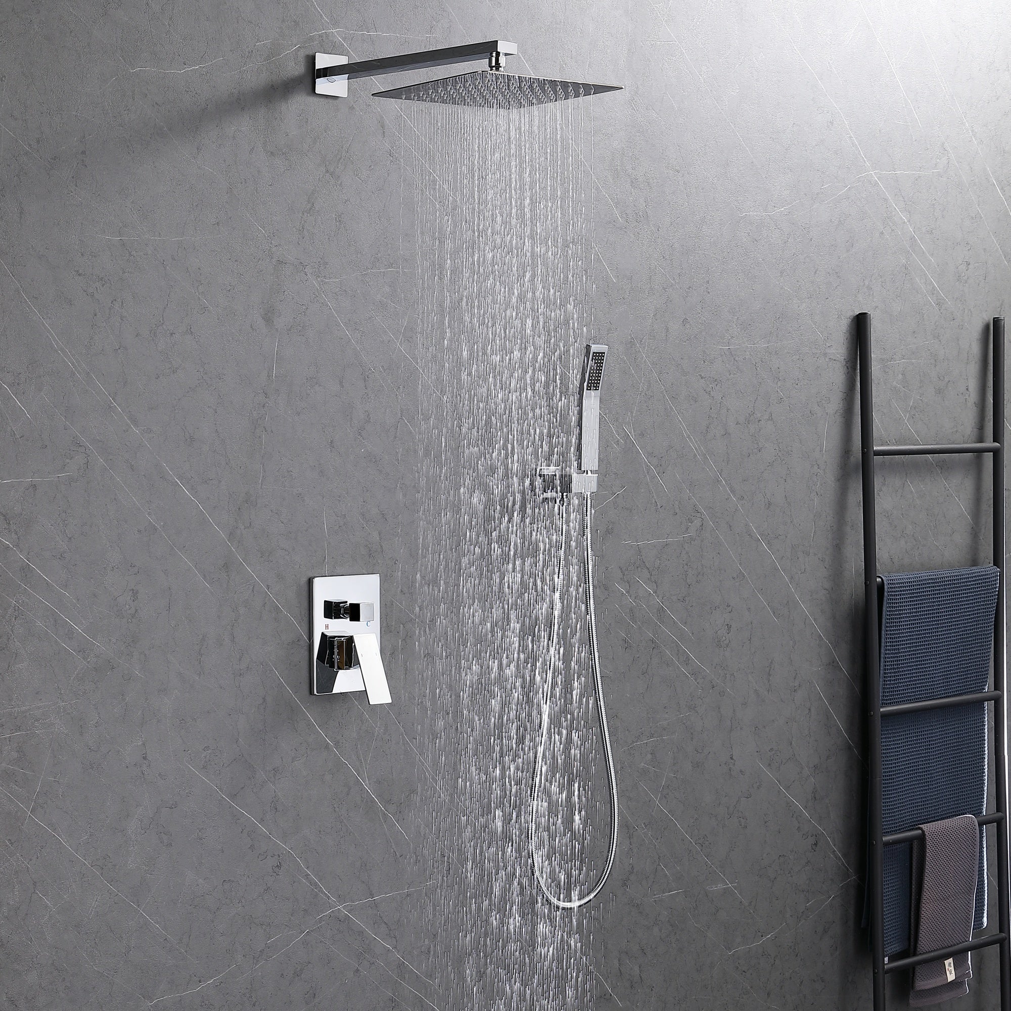 12-In Wall-Mounted Shower System with Valve