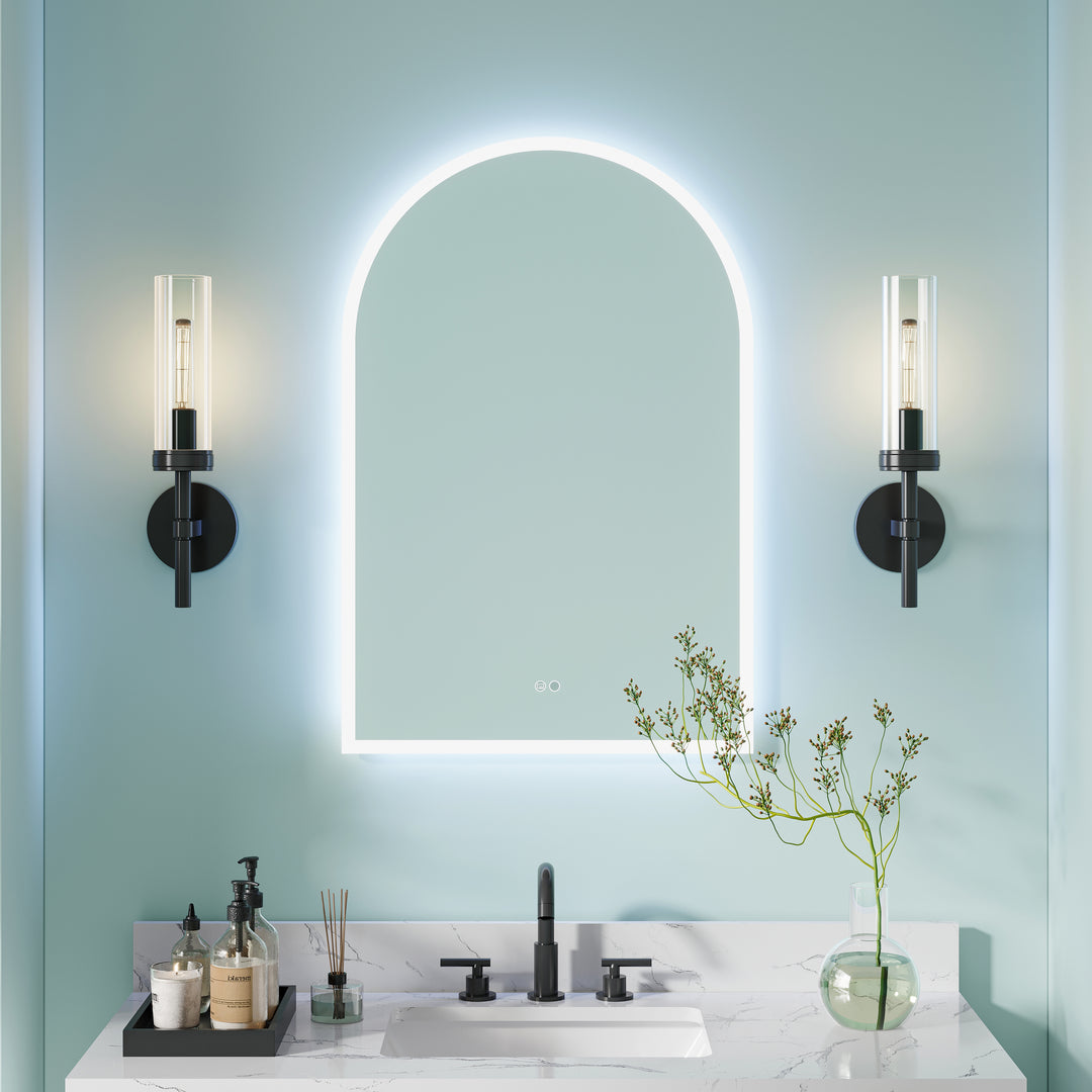 24 in. W x 36 in. H Acrylic Window Sill Shape Bezel-free LED Bathroom Vanity Mirror