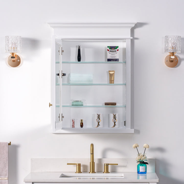 26 in.W x 32 in.H Recessed Bathroom Medicine Cabinet with Mirror in White