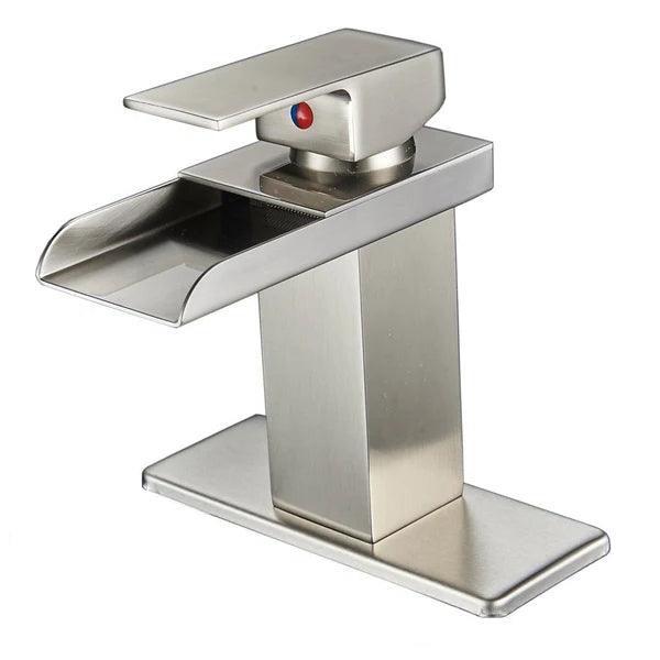 Single Hole Waterfall Bathroom Faucet with Deckplate Included