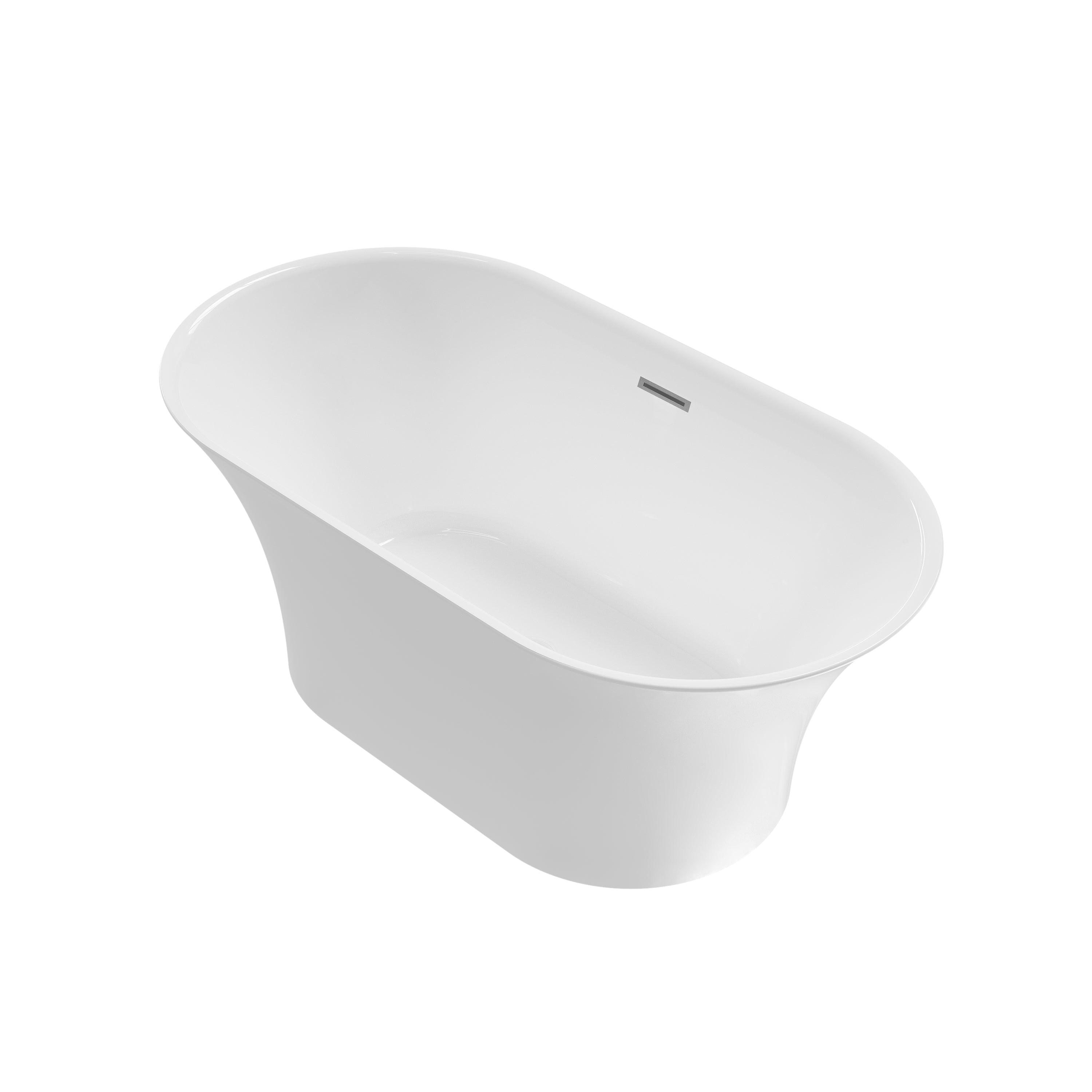 59" Acrylic Freestanding Bathtub Contemporary Soaking Tub Glossy White