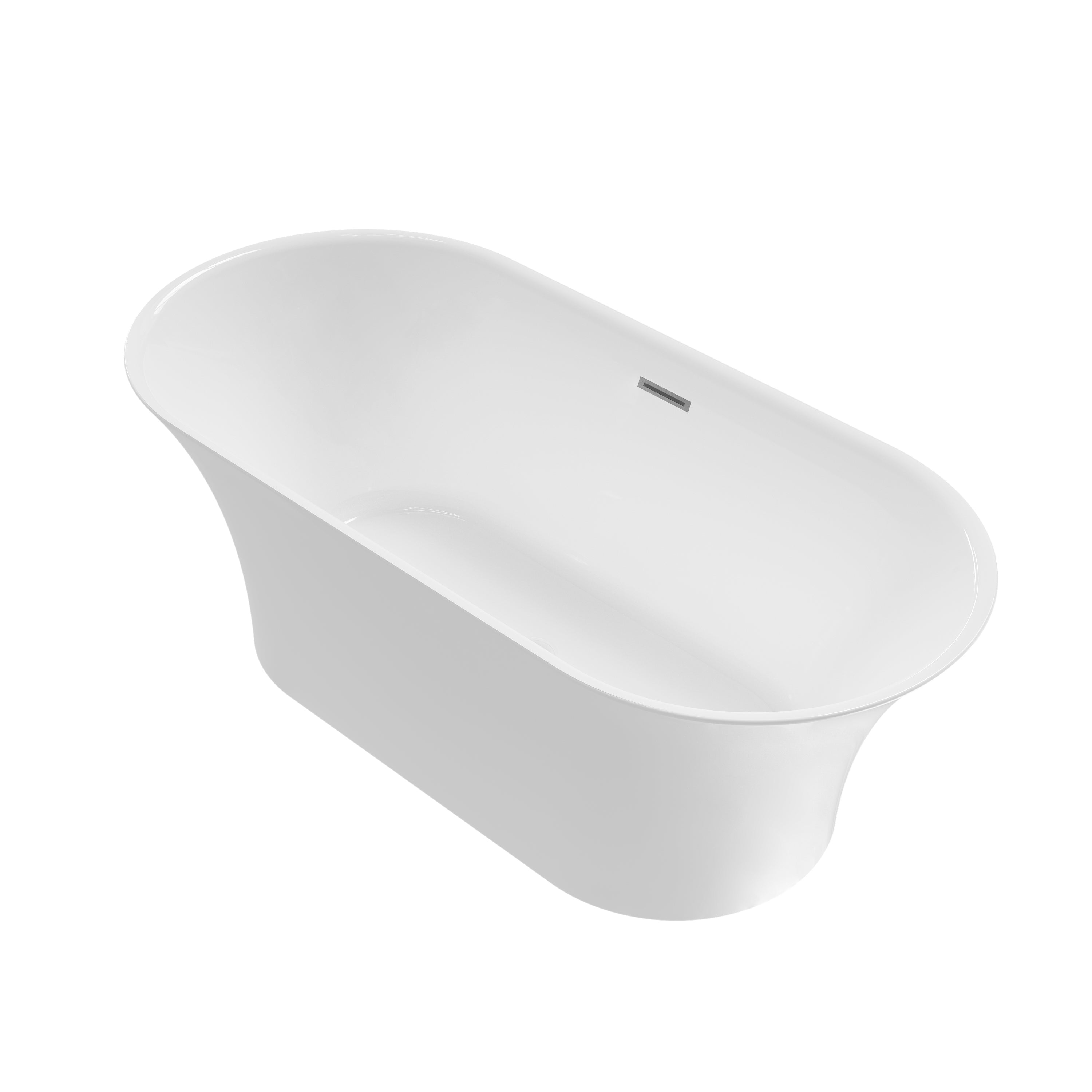 67" Acrylic Freestanding Bathtub Contemporary Soaking Tub Glossy White