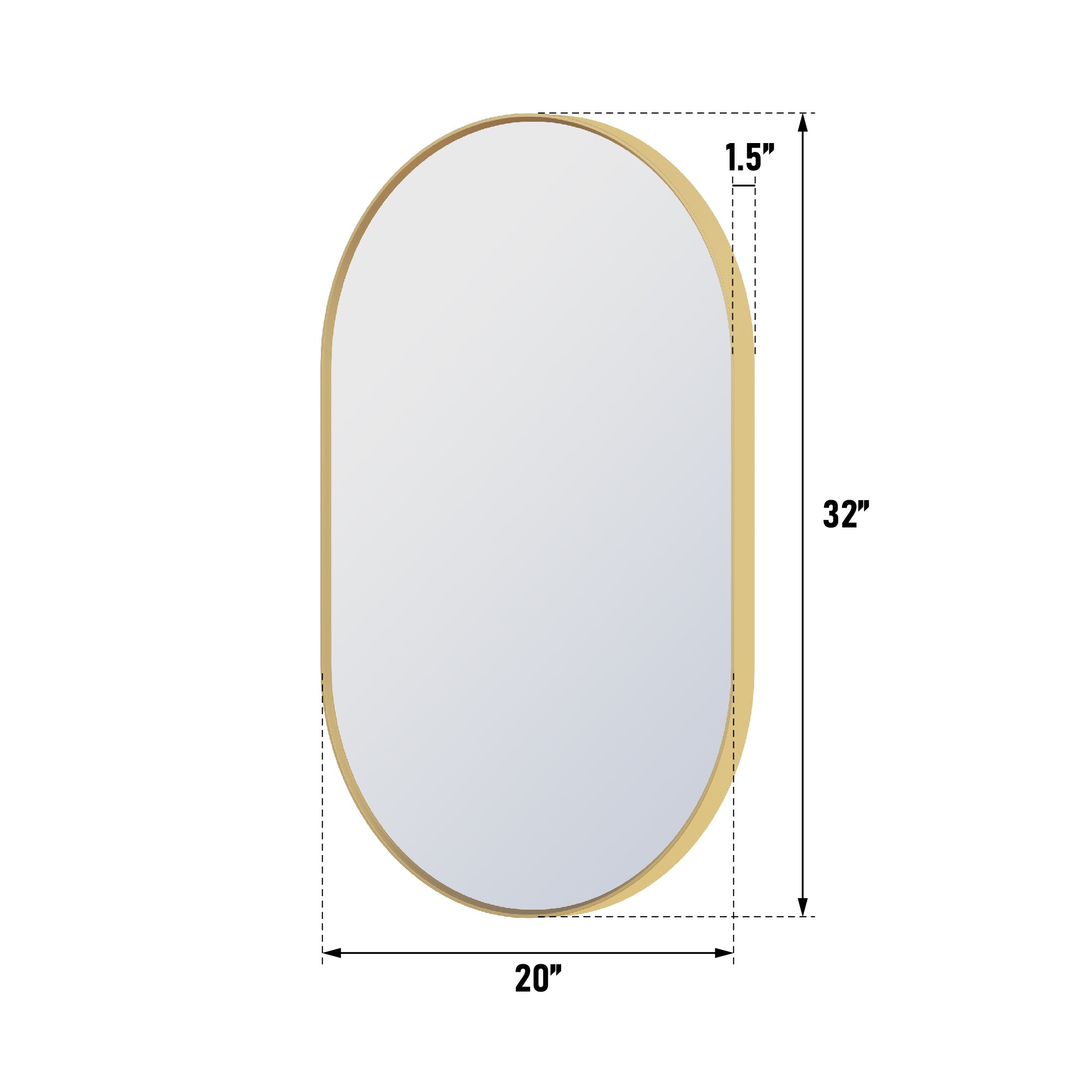 20 in. W x 32 in. H Oval Framed Wall Mount Bathroom Vanity Mirror in Brushed Gold