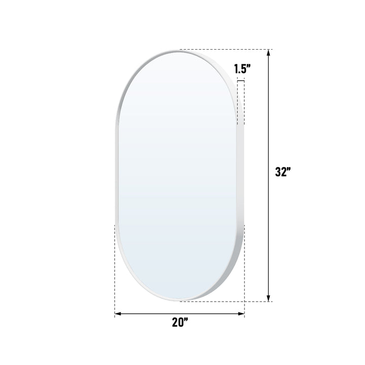 24 in. W x 40 in. H Oval Framed Wall Mount Bathroom Vanity Mirror in White