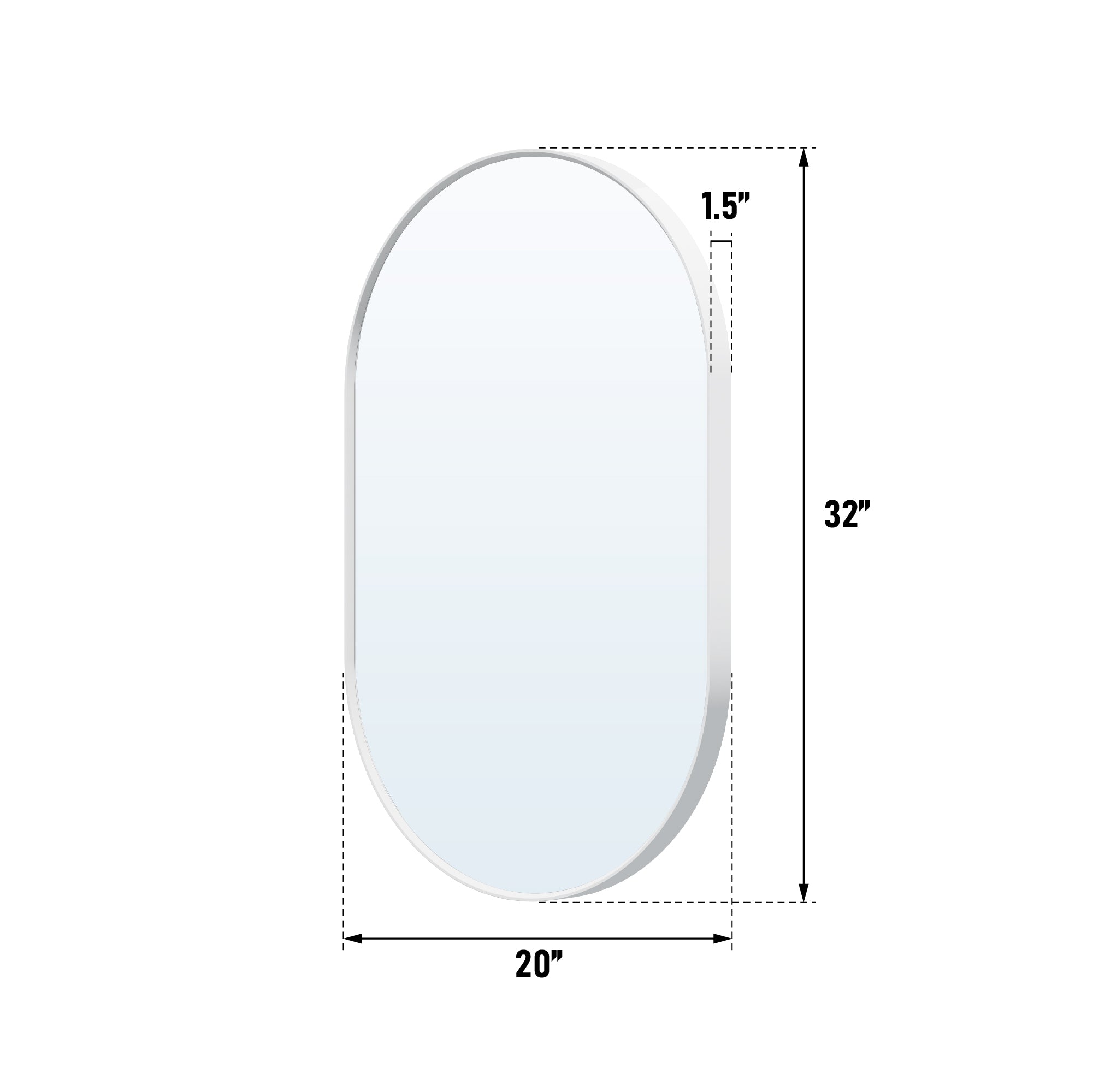 20 in. W x 32 in. H Oval Framed Wall Mount Bathroom Vanity Mirror in White