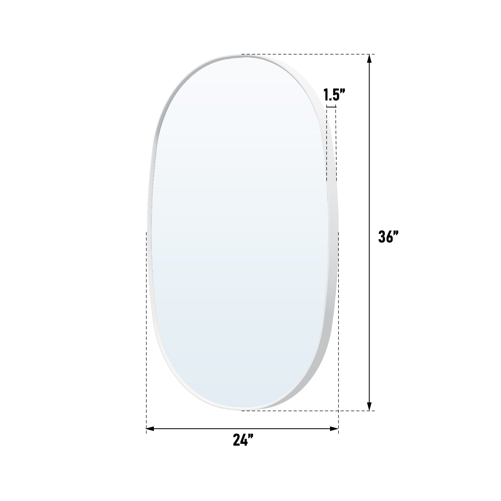 24 in. W. x 36 in. H Oval Framed Wall Bathroom Vanity Mirror in White