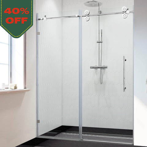 60-in W x 76-in H Double Frameless Bypass/Sliding Brushed Nickel Standard Sliding Shower Door