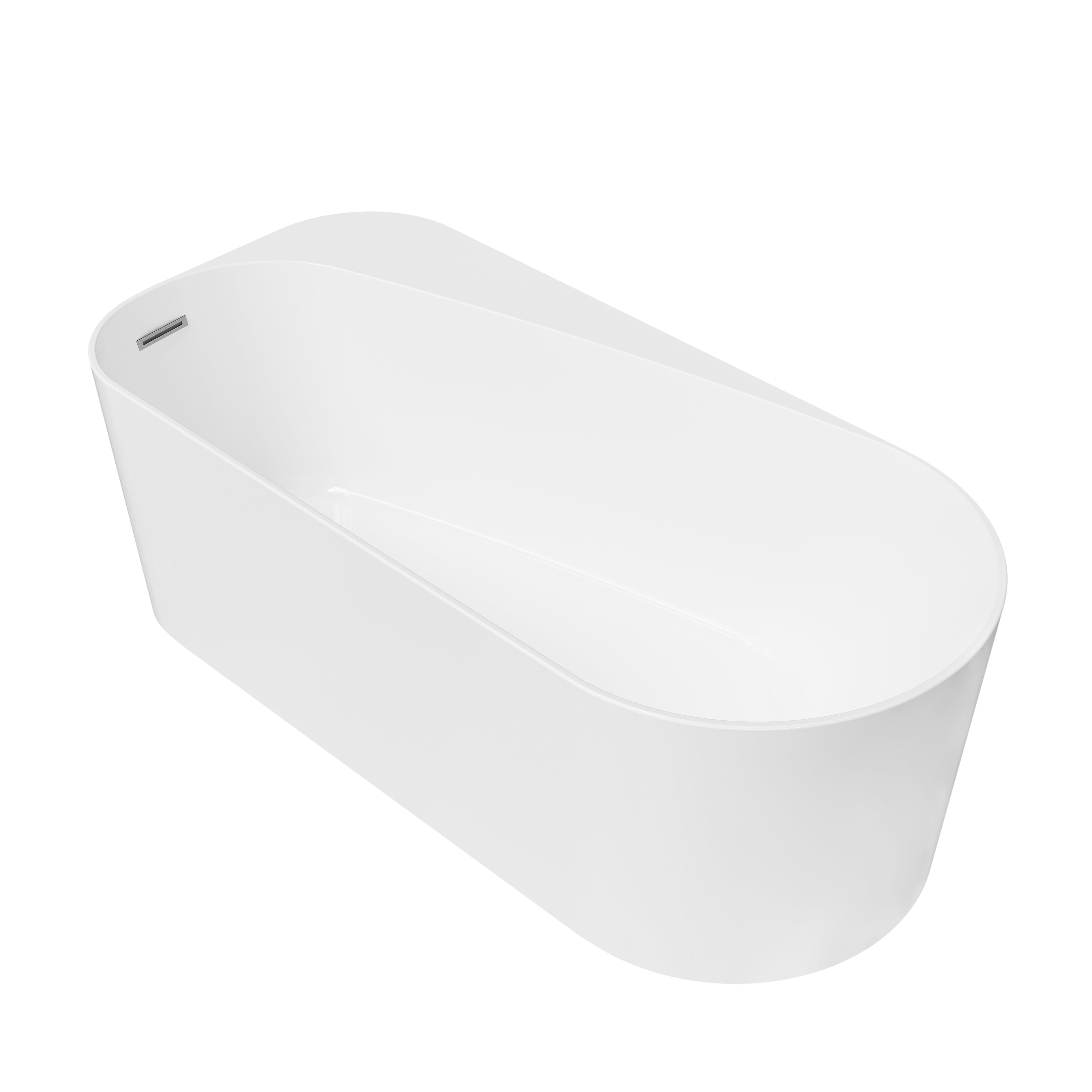 67" Freestanding Acrylic Bathtub Contemporary Soaking Tub in Glossy White