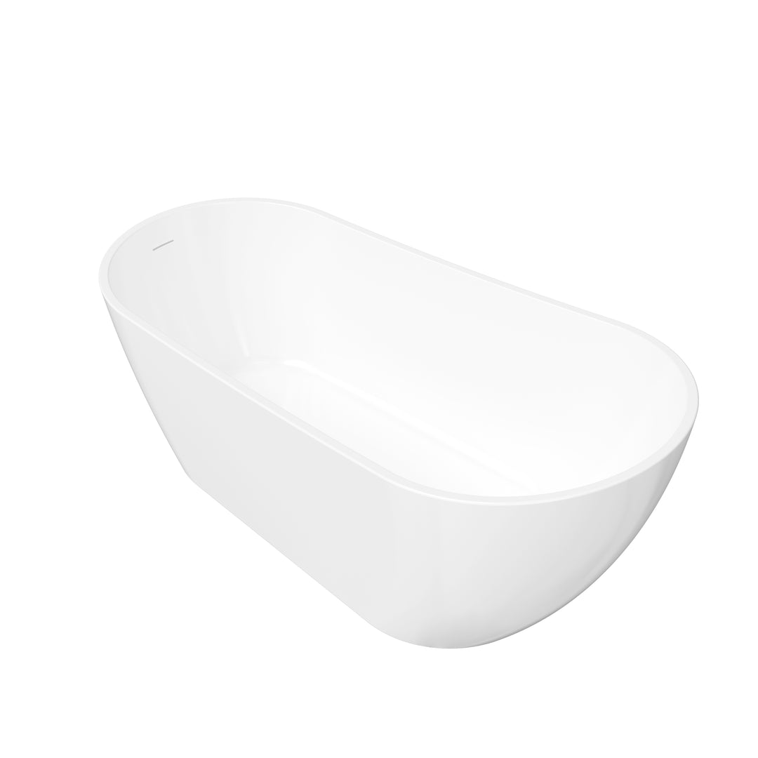 67" Freestanding Glossy White Acrylic Bathtub with Slotted Overflow