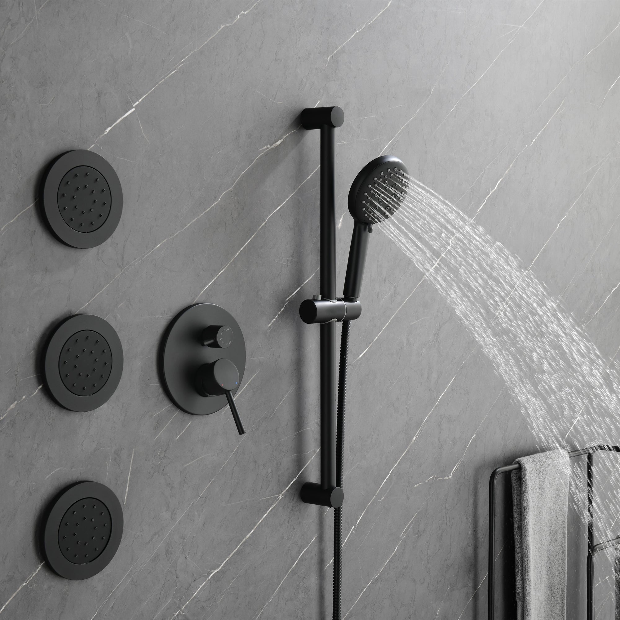 12 inch Shower Faucet Set  with Lever Handles and 3 Jets