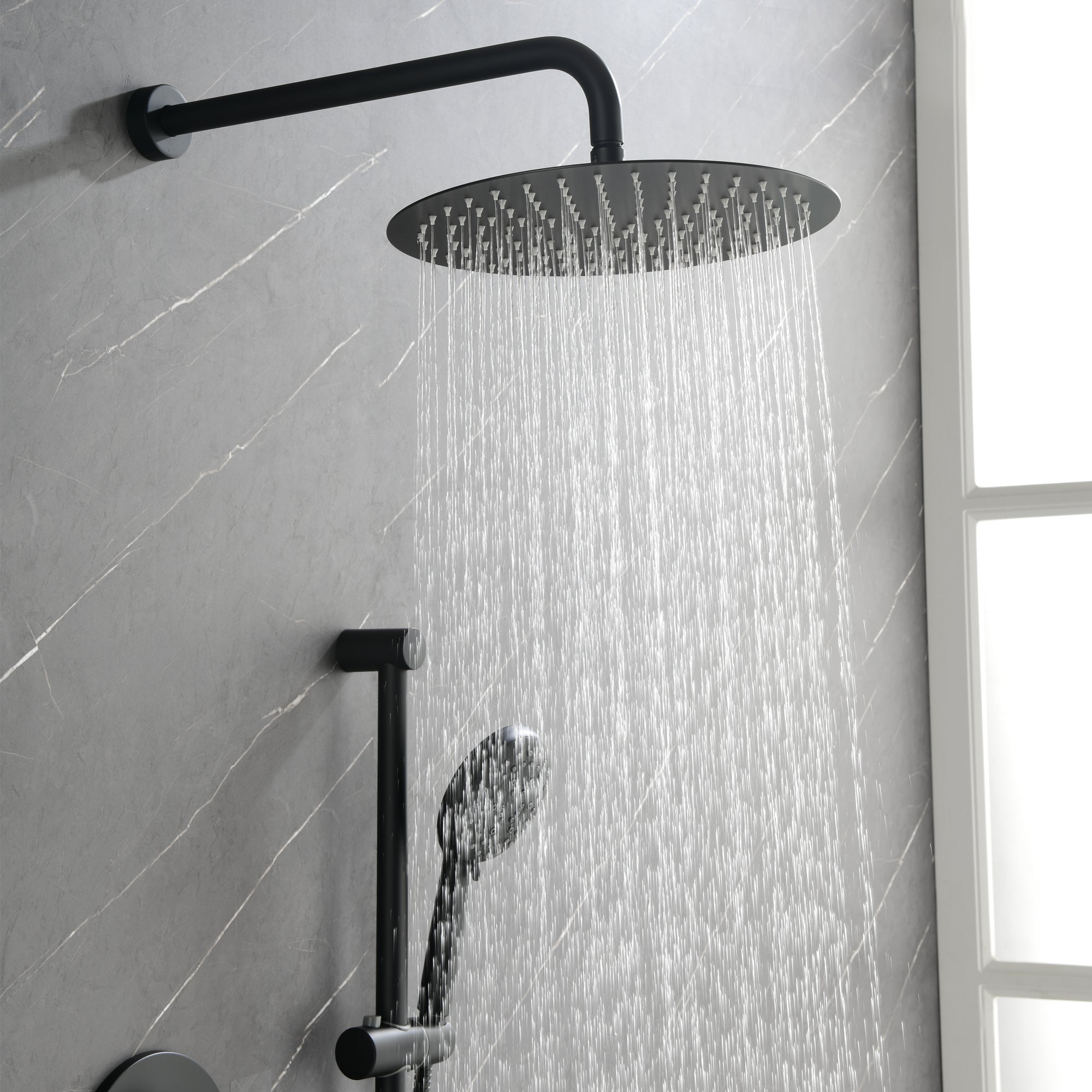 12 inch Shower Faucet Set  with Lever Handles and 3 Jets