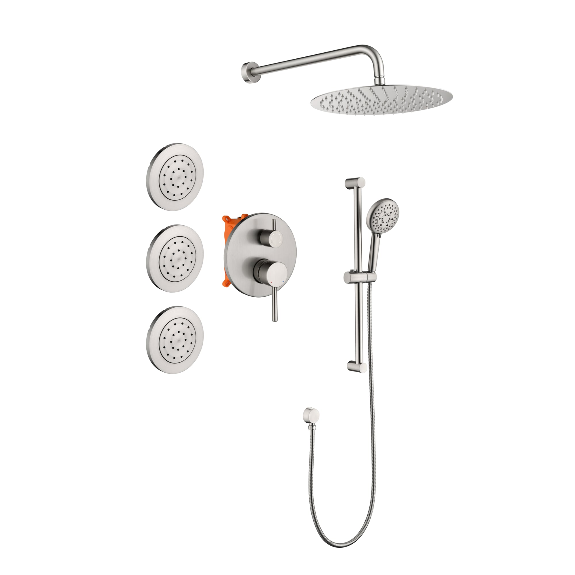 12 inch Shower Faucet Set  with Lever Handles and 3 Jets