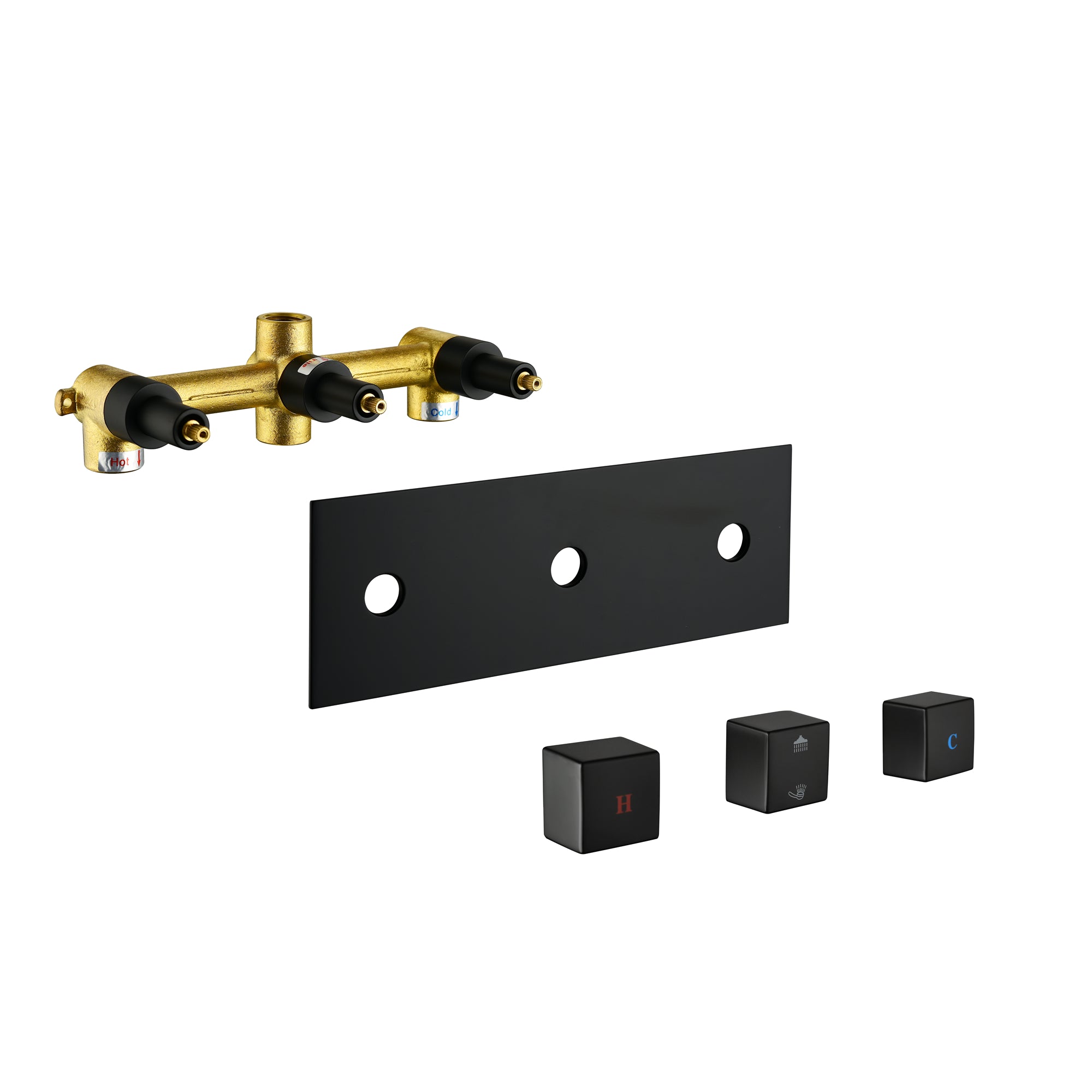 10 inch Brass Matte Black Shower Faucet Set Shower System