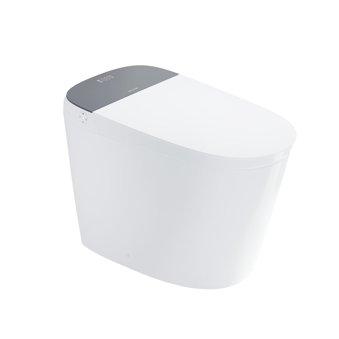 Elongated Smart Bidet Toilet in White with Built-in Tank, Foot Sensor Function, Auto Flush,LED Display