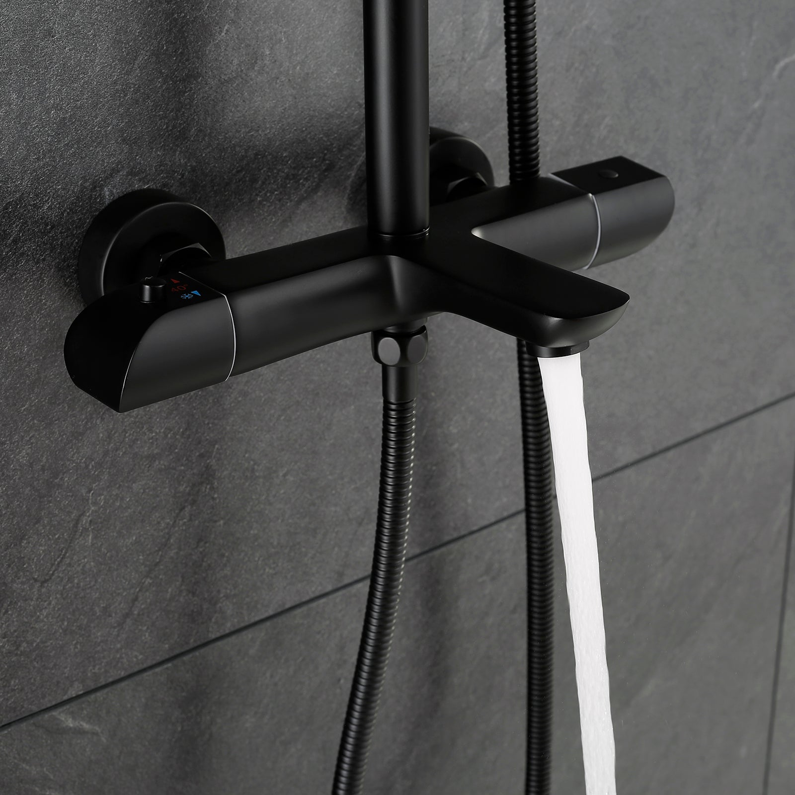 3-Function Thermostatic Matte Black Exposed Shower System