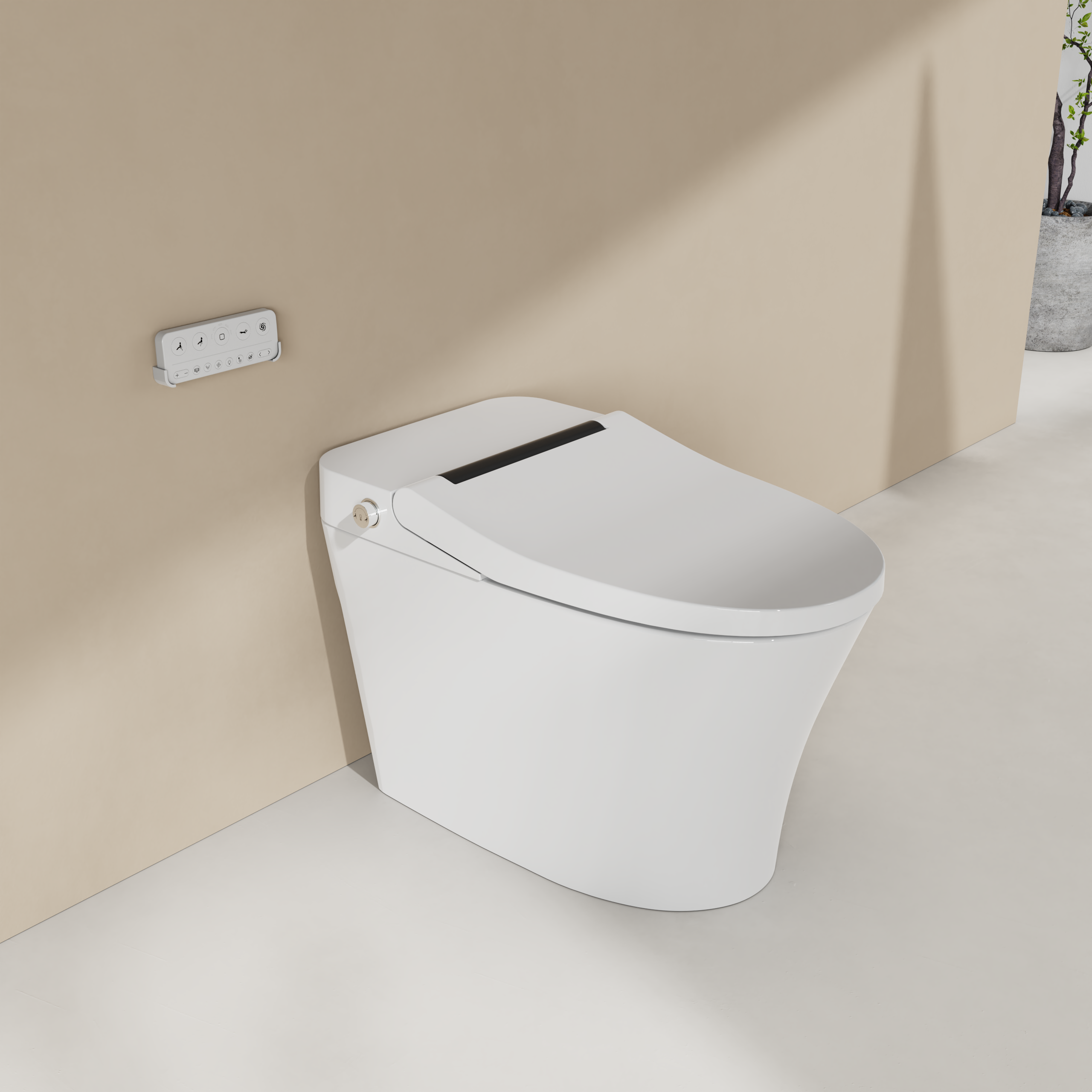Elongated Smart Toilet Bidet in White with UV-A Sterilization, Auto Flush, Heated Seat
