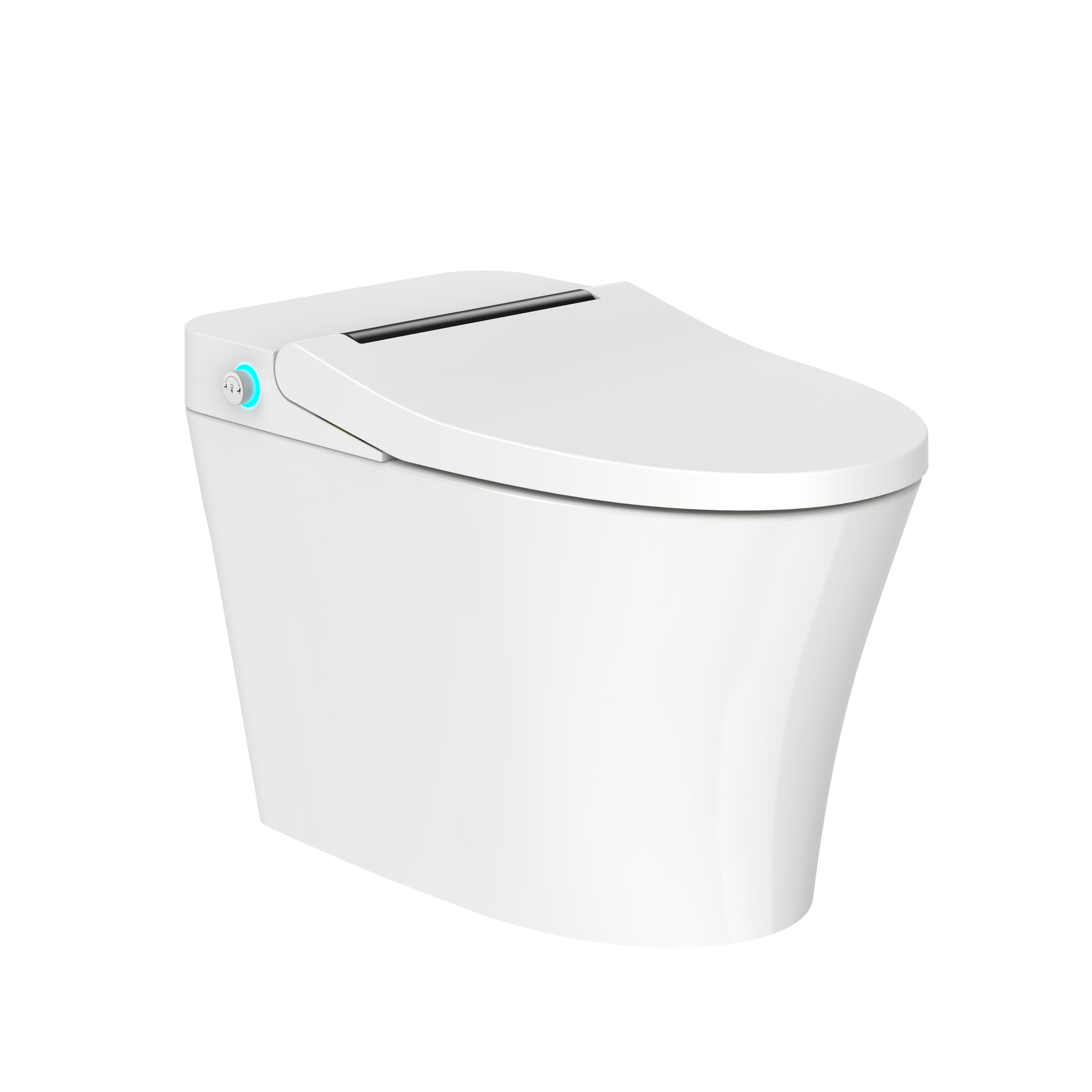 Elongated Smart Toilet Bidet in White with UV-A Sterilization, Auto Flush, Heated Seat