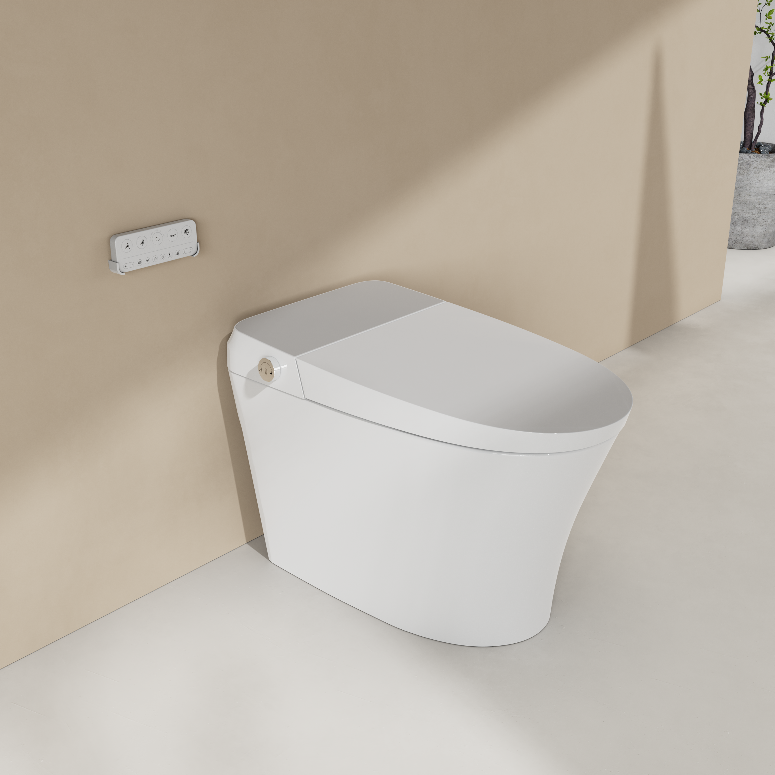 Elongated Smart Toilet Bidet in White with UV-A Sterilization, Auto Flush, Heated Seat and Remote