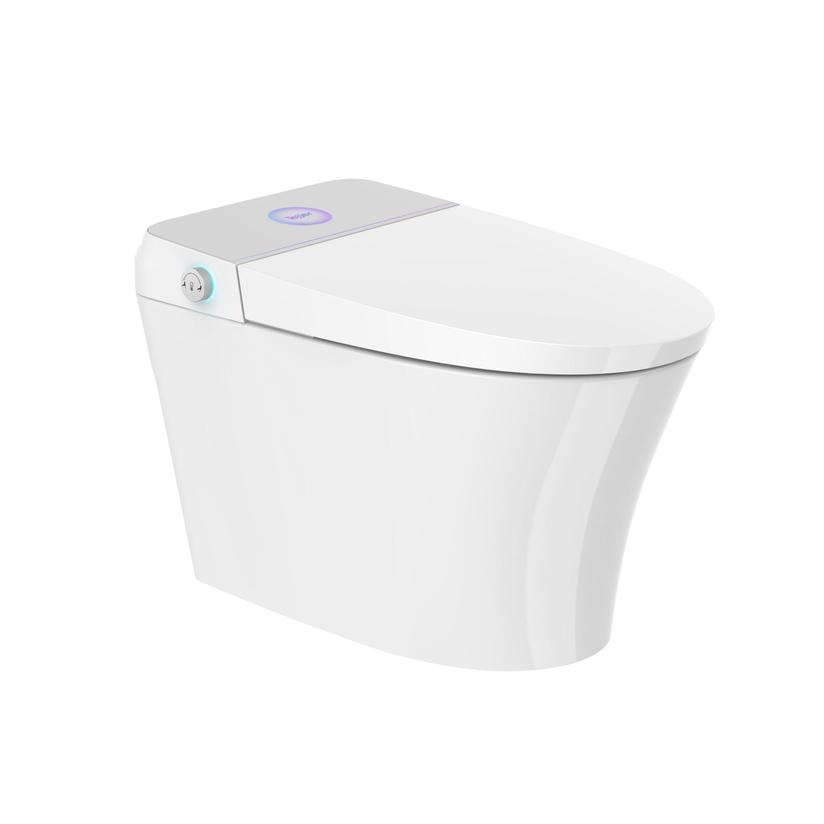 Elongated Smart Toilet Bidet in White with UV-A Sterilization, Auto Flush, Heated Seat and Remote