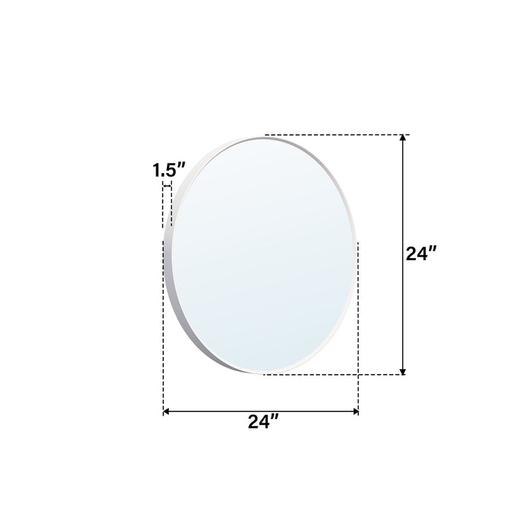 24 in. W x 24 in. H White Modern Bathroom Mirror Round Framed Aluminum Wall Mirror