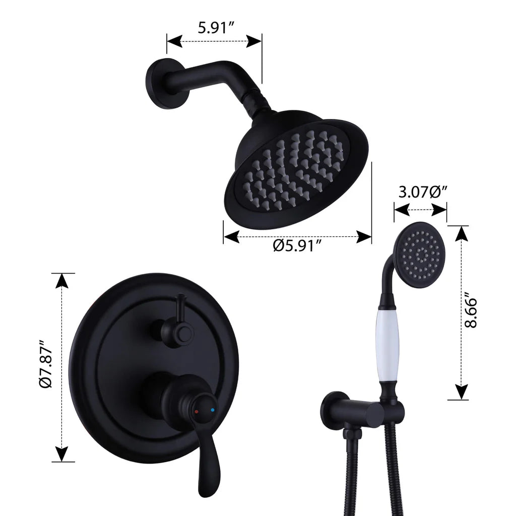 1-Spray Patterns with 1.8 GPM 5.91 in. Wall Mount Dual Shower Heads in Spot Resist