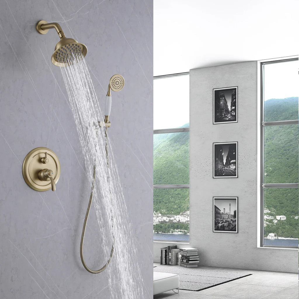 1-Spray Patterns with 1.8 GPM 5.91 in. Wall Mount Dual Shower Heads in Spot Resist