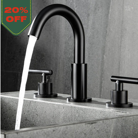 8 in. Widespread Double Handle Bathroom Faucet with Gooseneck in Matte Black