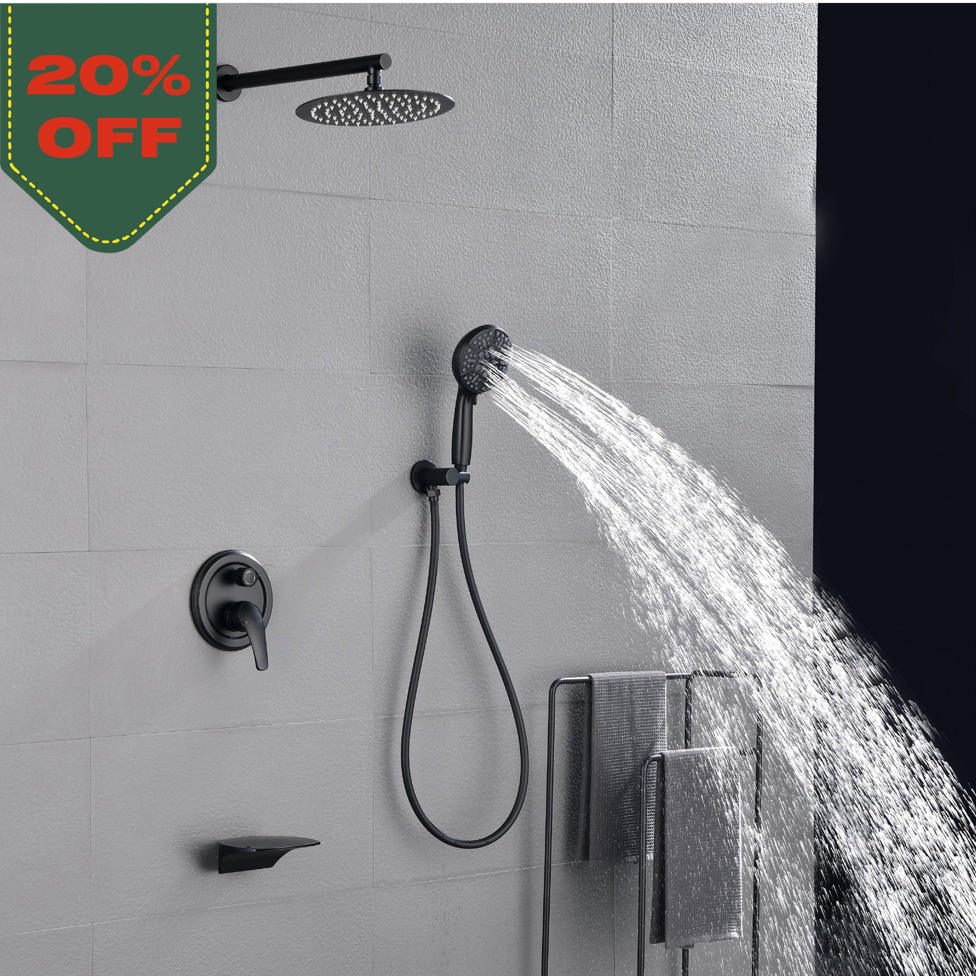 10 inch Single-Handle 3-Spray Round High Pressure Shower Faucet