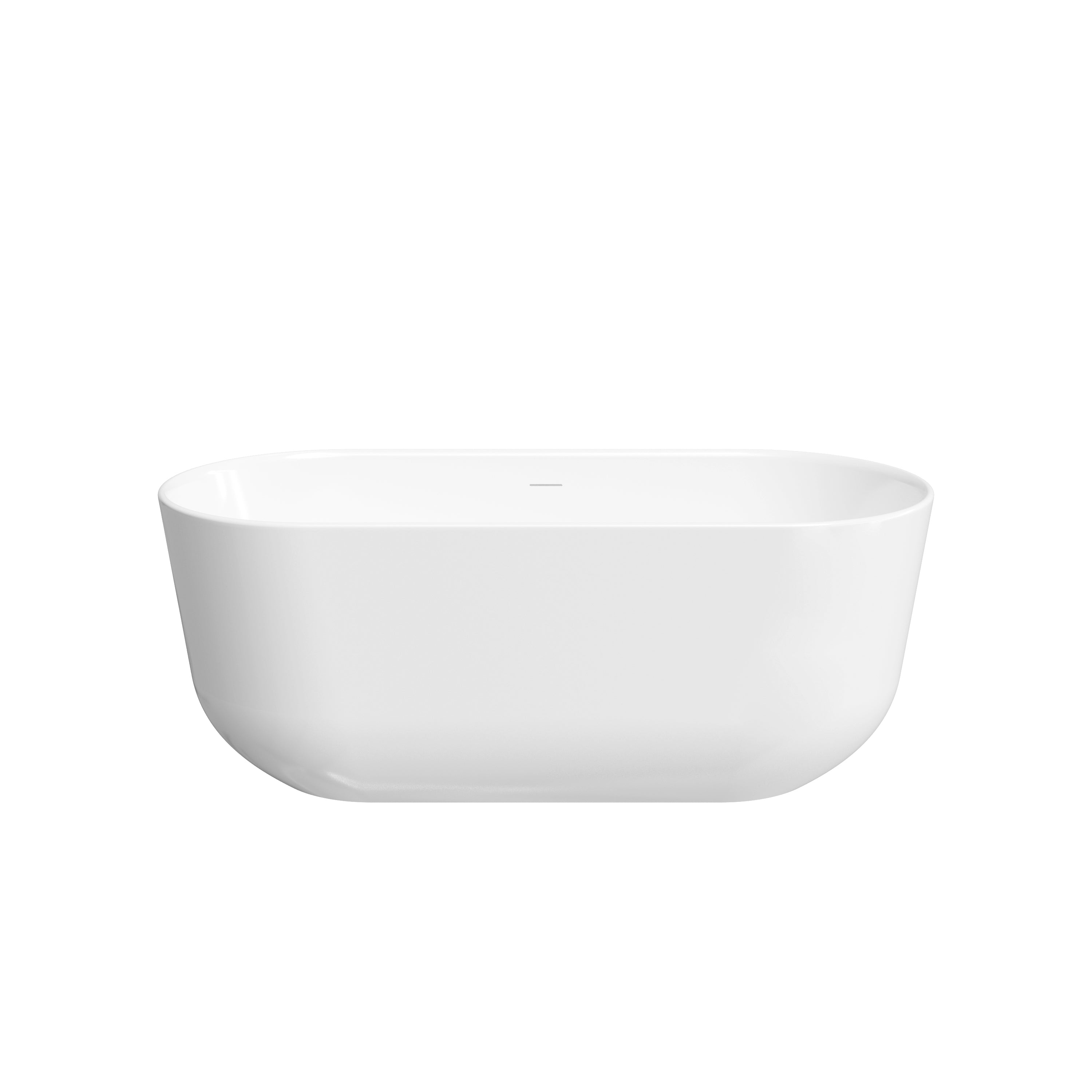 60" Freestanding Glossy White Acrylic Bathtub with Slotted Overflow