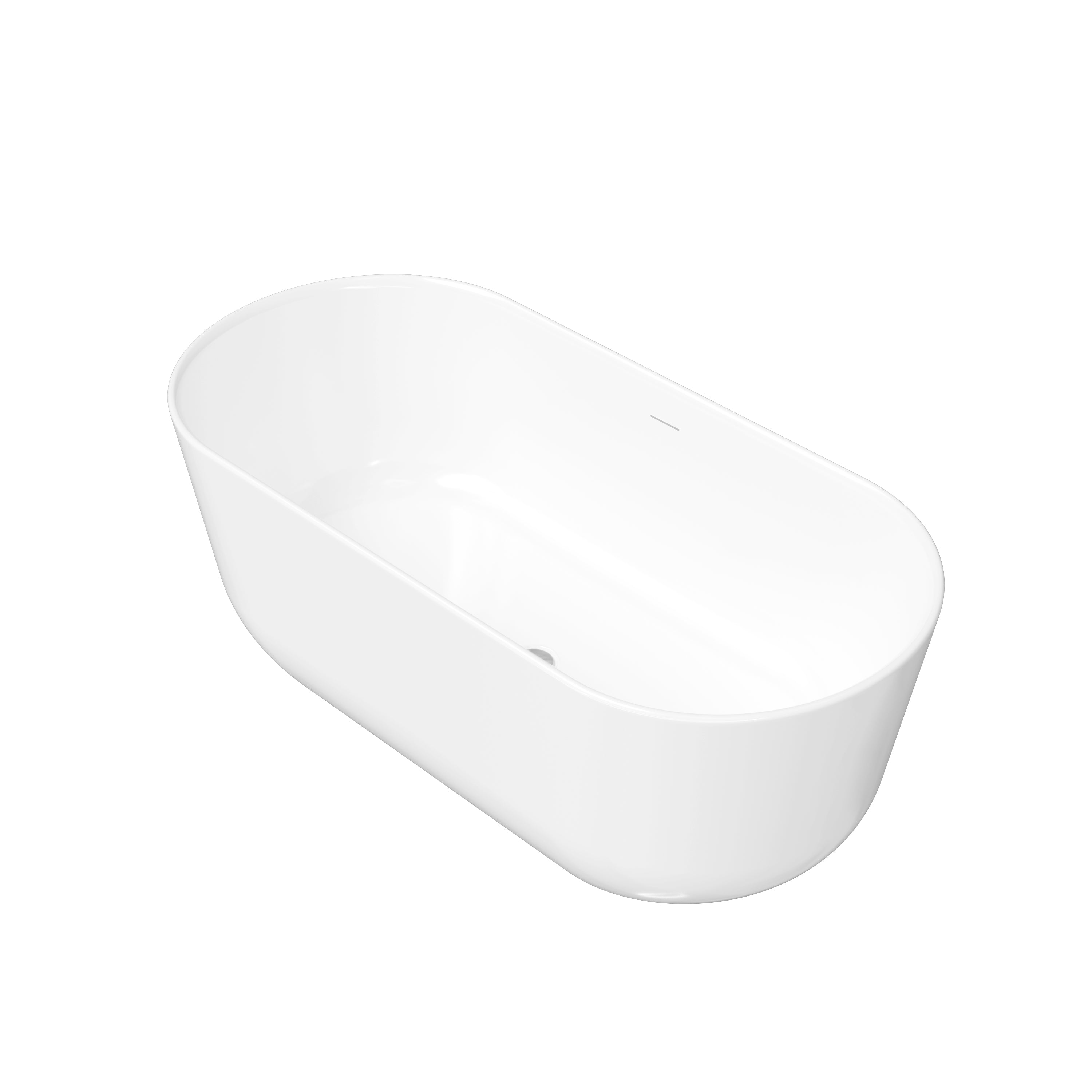 60" Freestanding Glossy White Acrylic Bathtub with Slotted Overflow