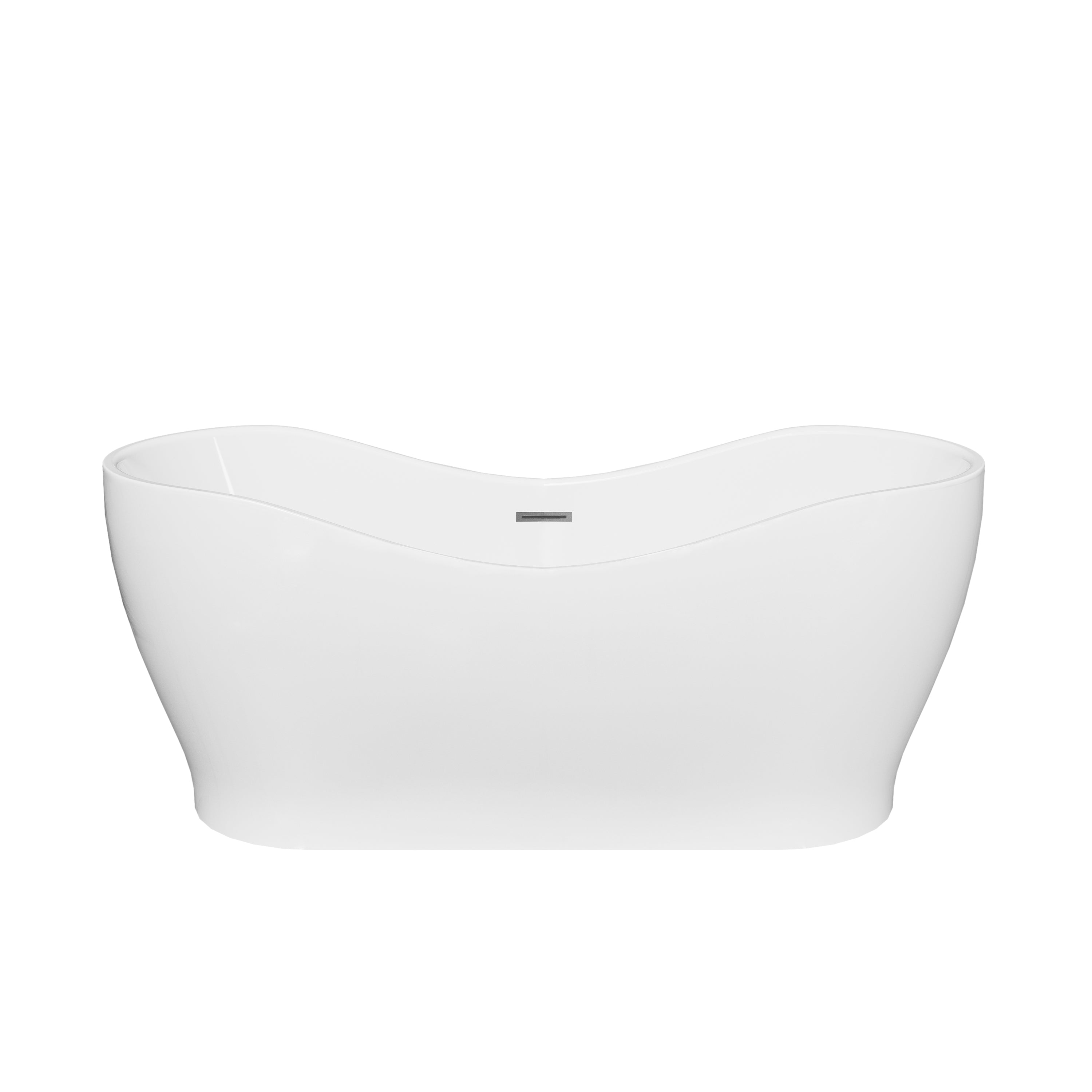 67" Acrylic Freestanding Soaking Bathtub in Glossy White with Overflow and Drain