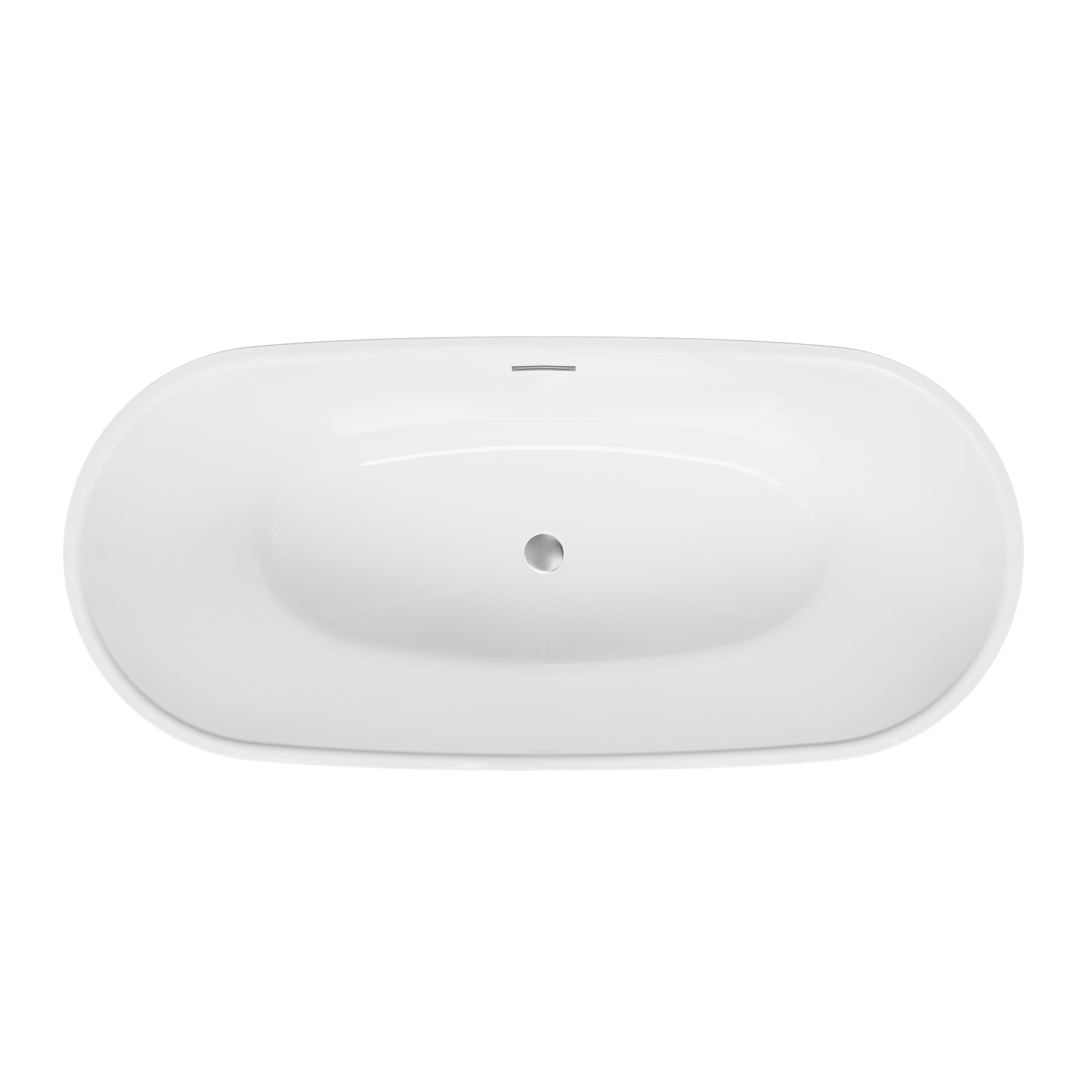 67" Acrylic Freestanding Soaking Bathtub in Glossy White with Overflow and Drain