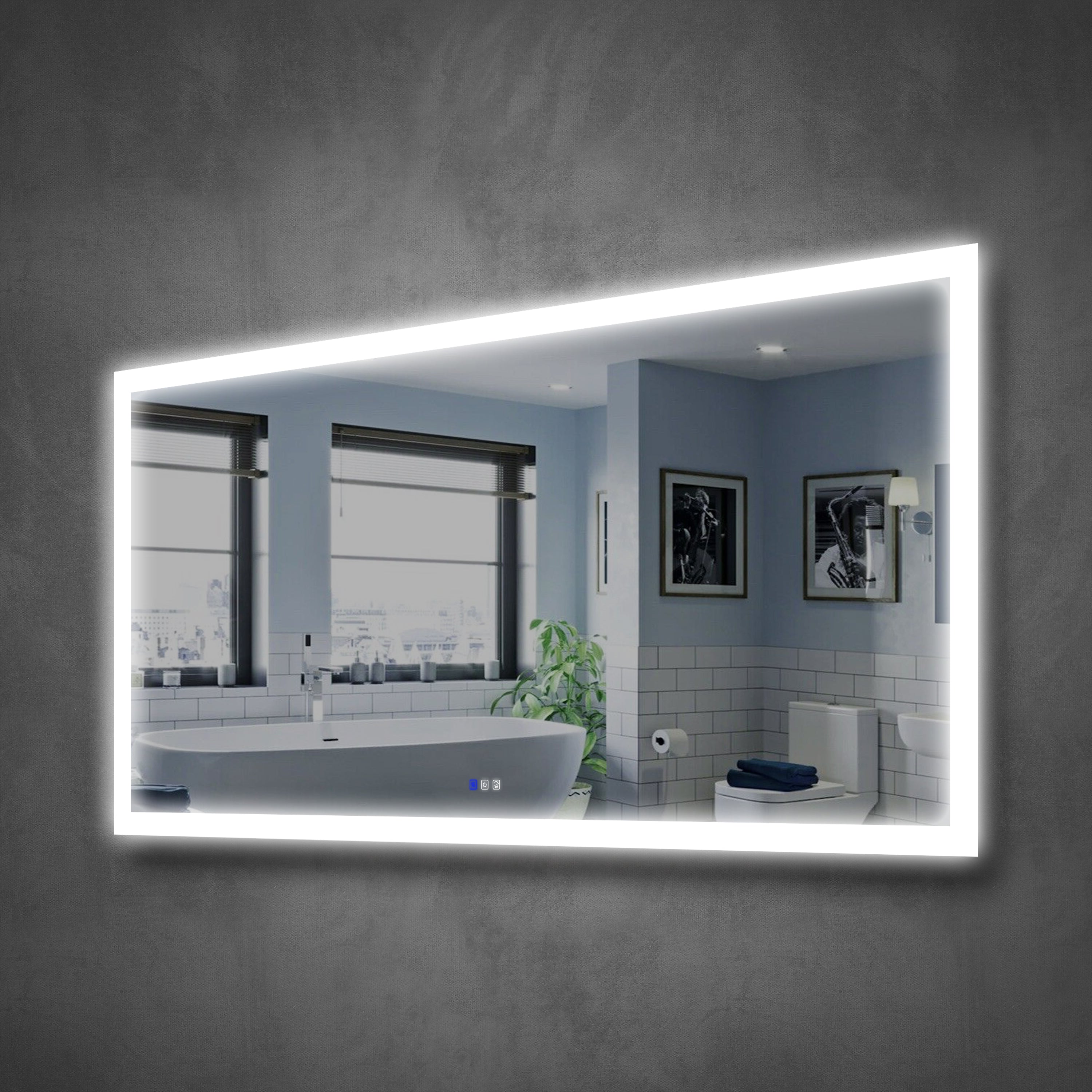 84 in. W x 42 in. H Rectangular Frameless Anti-Fog LED Illuminated Dimmable Wall Mount Premium Bathroom Vanity Mirror