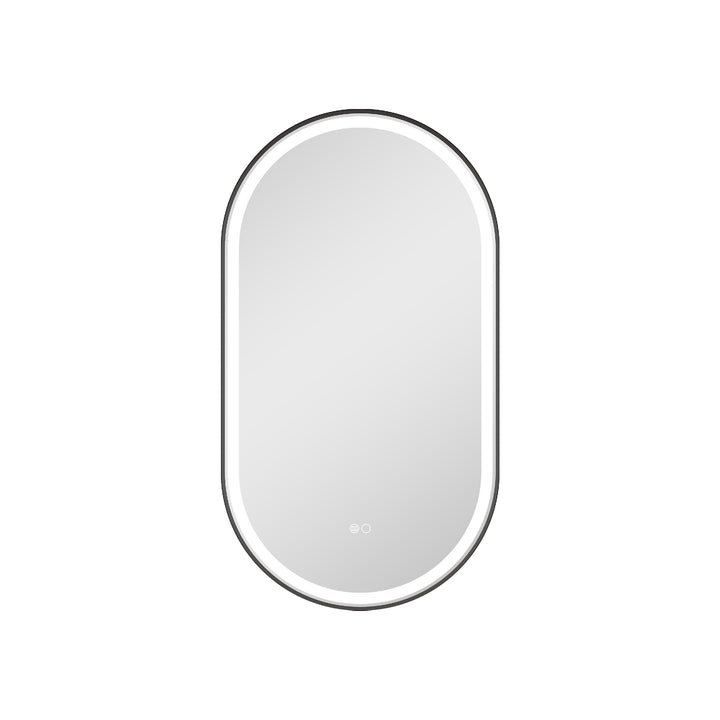 20 in. W x 36 in. H Oval Framed LED Wall-Mounted Bathroom Vanity Mirror Matte Black