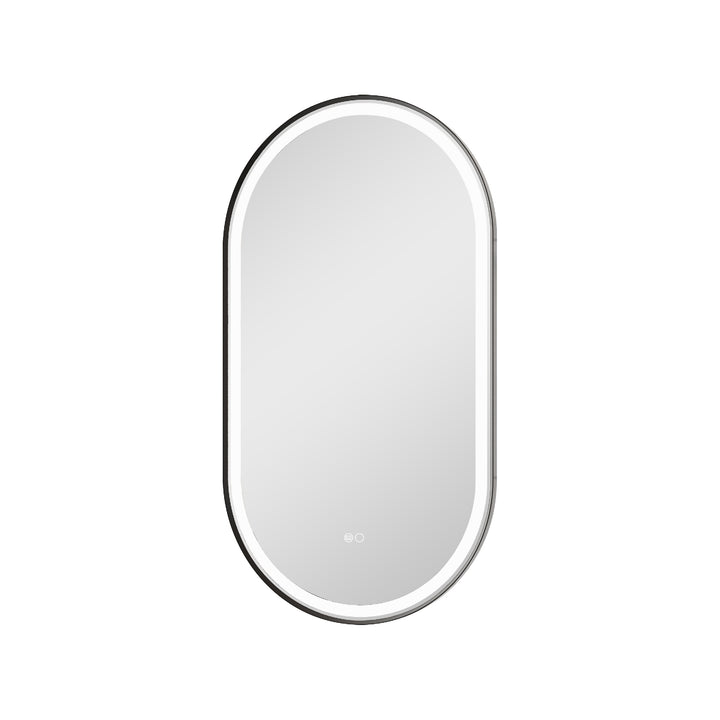 20 in. W x 36 in. H Oval Framed LED Wall-Mounted Bathroom Vanity Mirror Matte Black