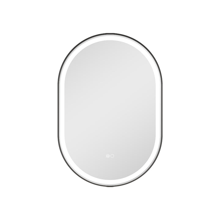 24 in. W x 36 in. H Oval Framed LED Wall-Mounted Bathroom Vanity Mirror Matte Black