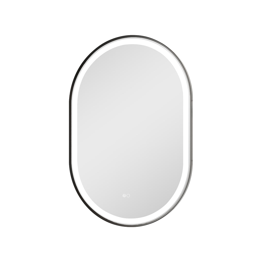 24 in. W x 36 in. H Oval Framed LED Wall-Mounted Bathroom Vanity Mirror Matte Black